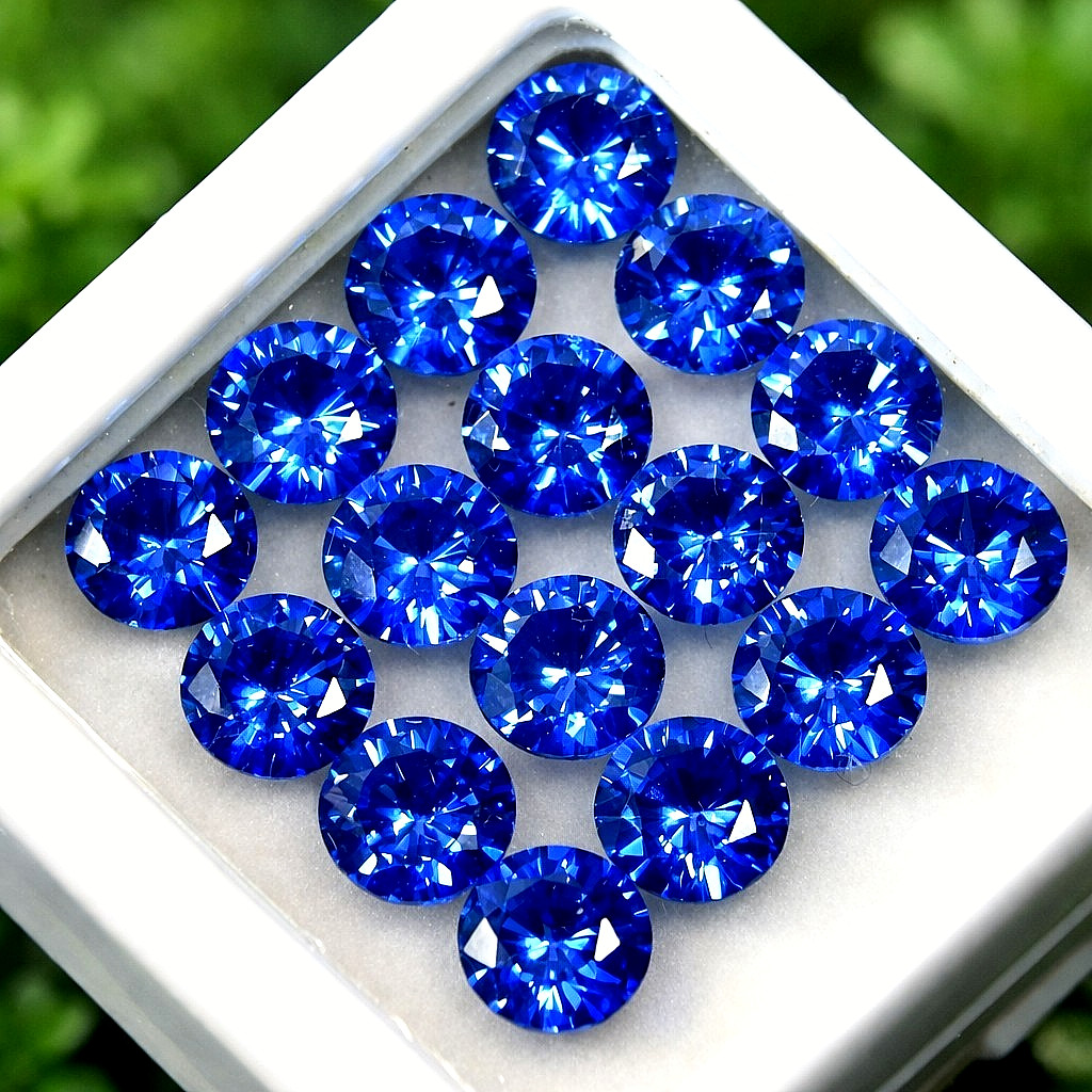 6.55 Carat Round Cut Blue Sapphire Lot 16 Pcs Matching Pair Loose Gemstones
