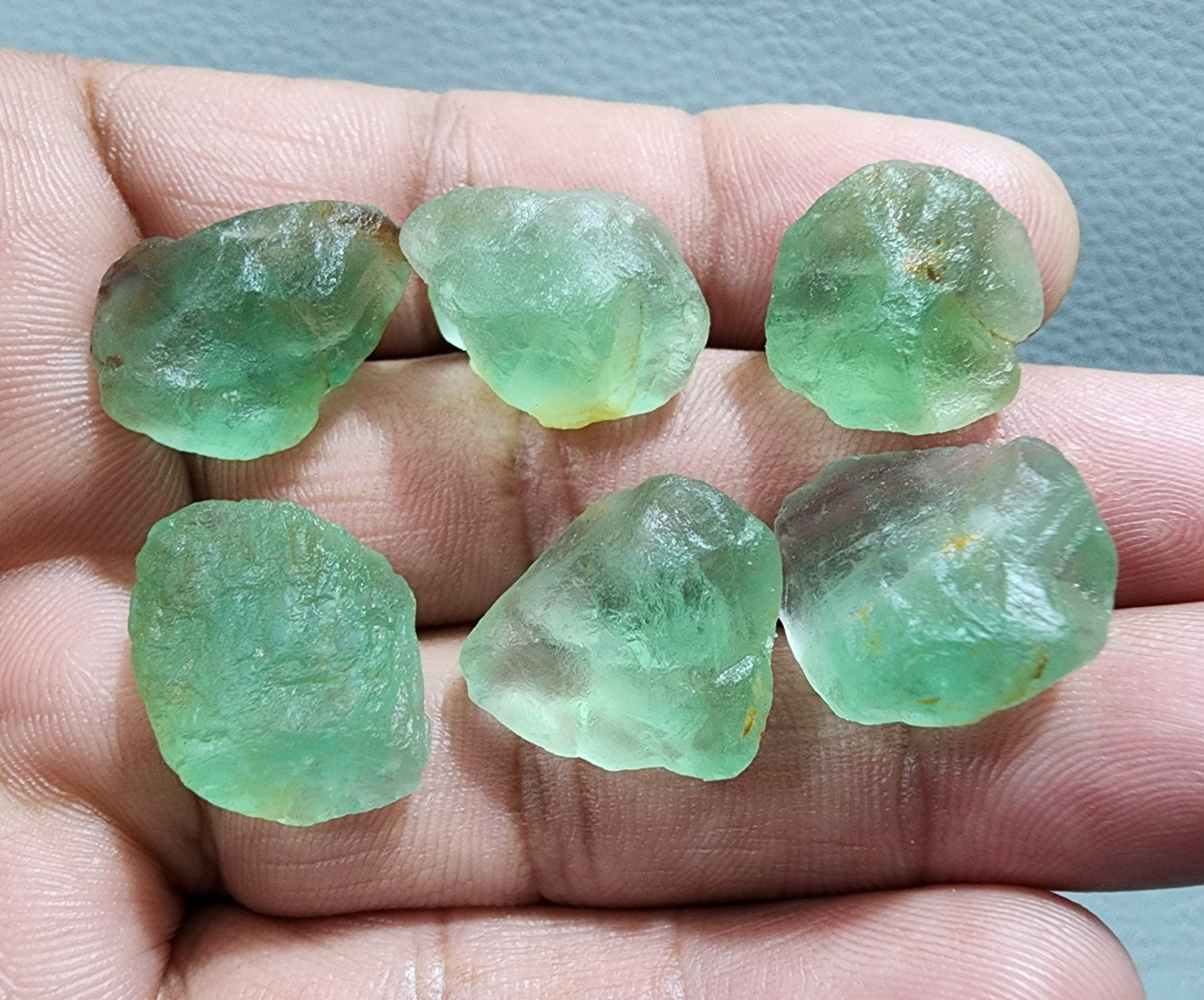 6 Pcs Adorable A+ Green Fluorite Rough Gemstone Crystal Rough Raw Size 17-21 MM