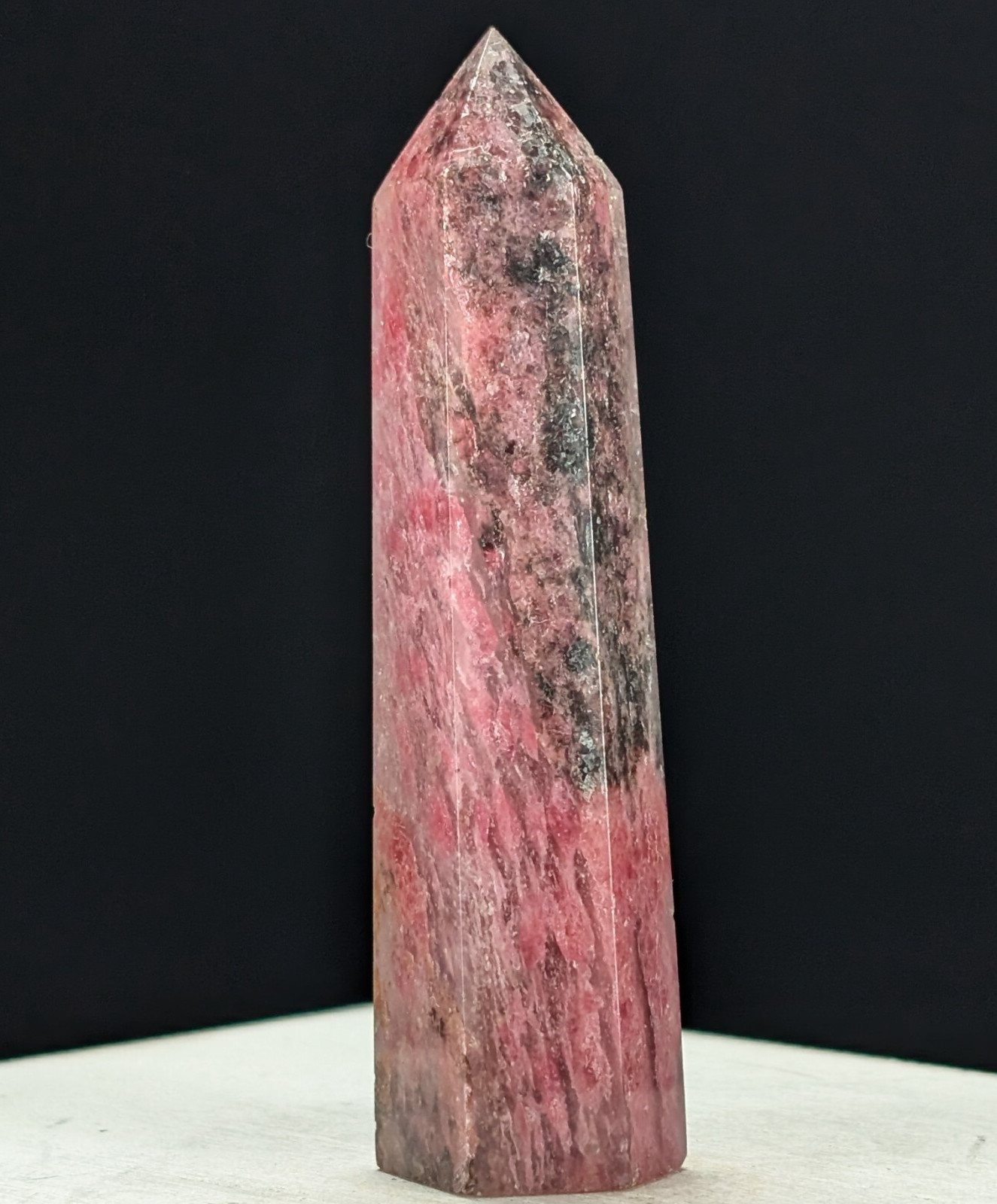 Rhodonite Tower Pink Crystal Gemstone Point Chakra Wand