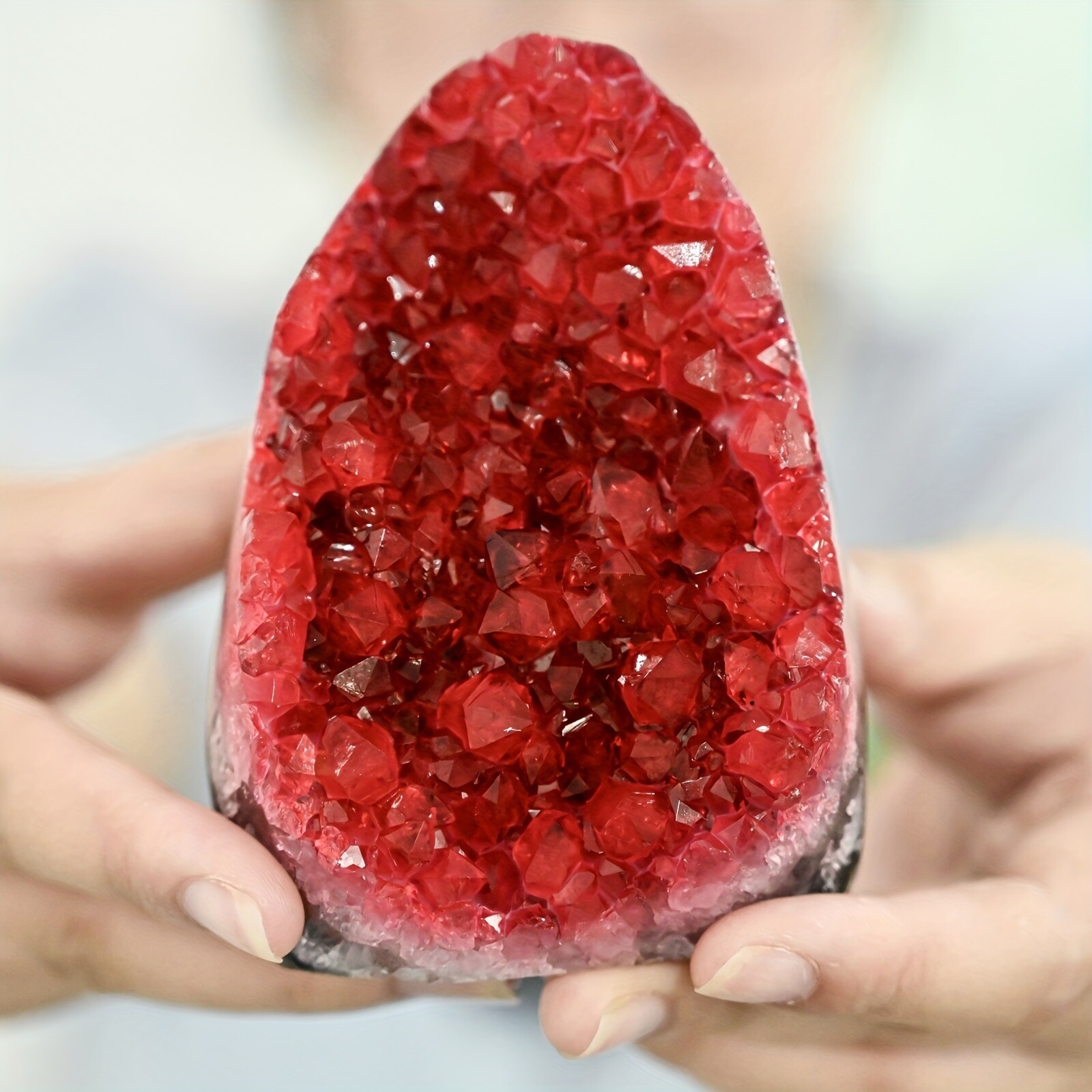 1PC Wine Red Geode Cluster with Display Stand Premium Crystal Home Office Decor