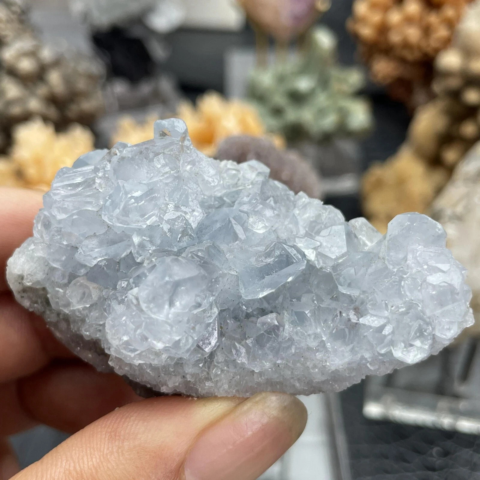 Rare Natural Clear Blue Celestite Crystal cluster Mineral Crystal Specimen 140g