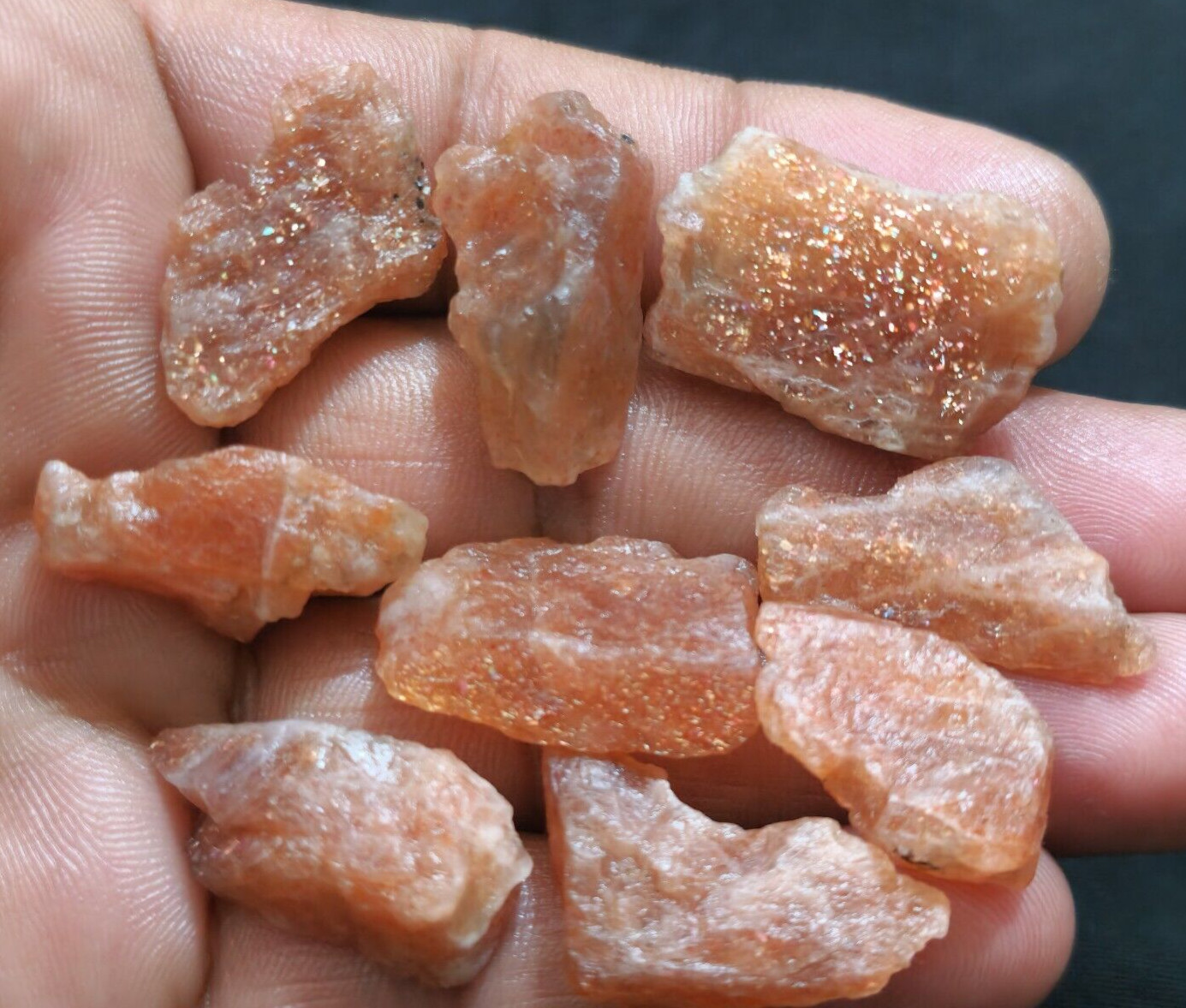 High Quality Sunstone Raw 9 Pcs Lot Size 21-28 MM Sunstone Rough Loose Gemstone