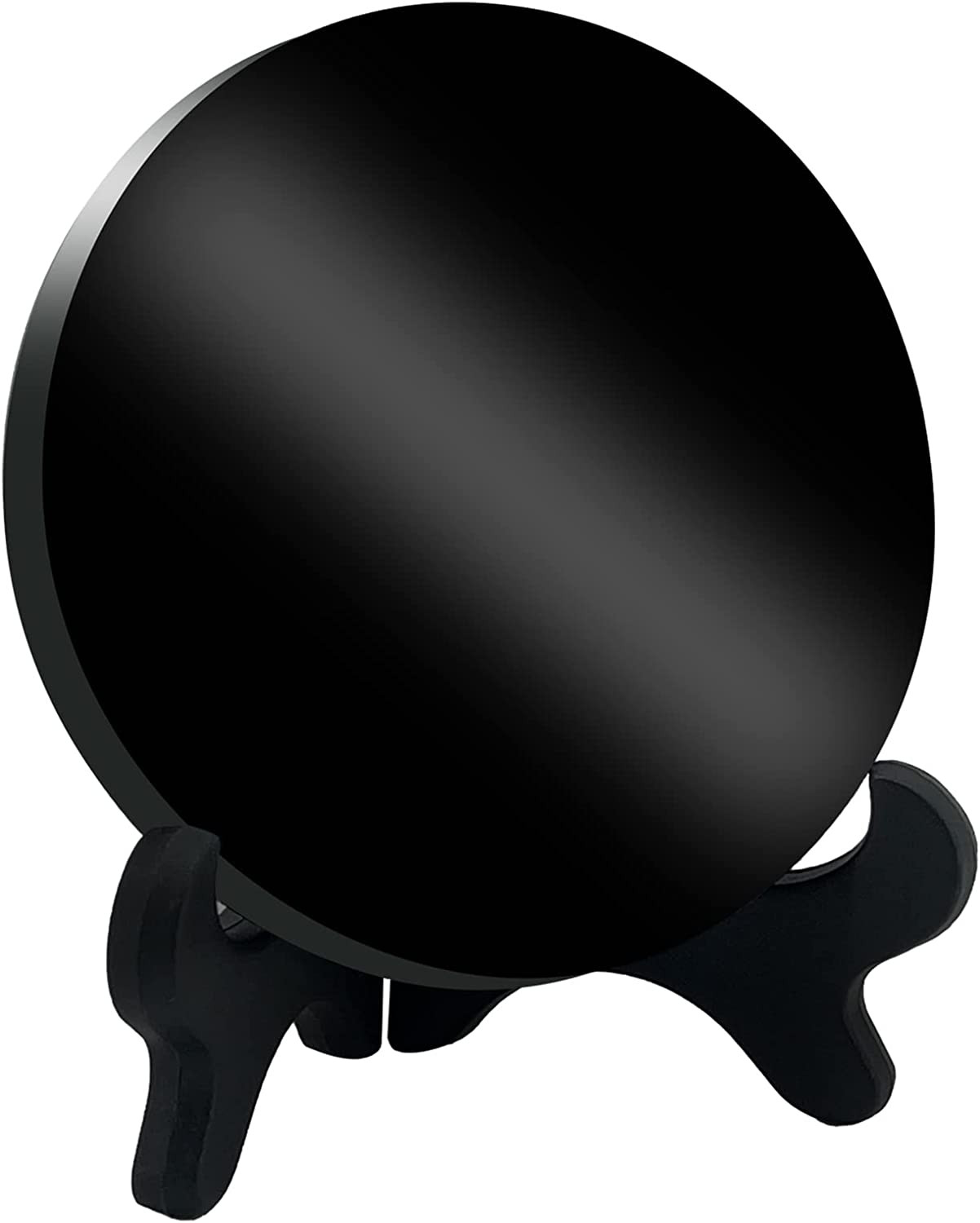 Black Obsidian Scrying Mirror with Stand & Bag for Divination & Healing