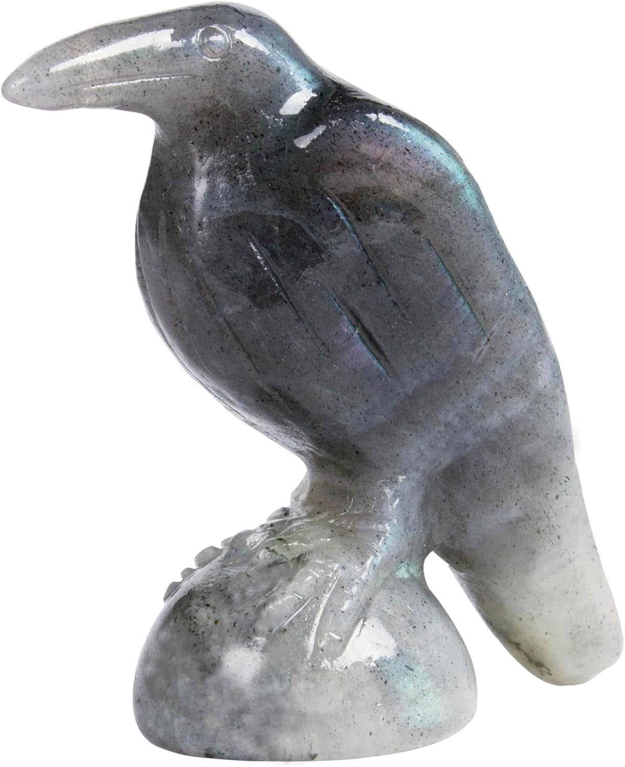 Labradorite Raven Statue Healing Crystal Figurines Lucky Gift Decor | 2 Inch Nat