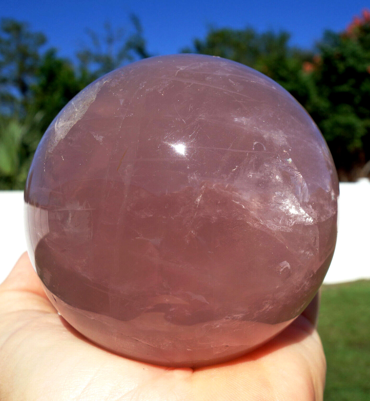 Rich Vivid PINK STAR ROSE Quartz Crystal Sphere Ball DEEP Fantastic COLOR