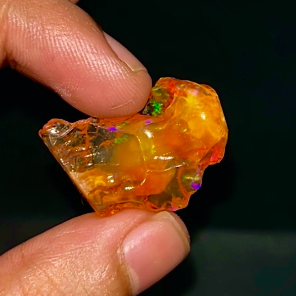 Rare Mexican Fire Opal Rough 26.15 Ct, Natural Orange Opal With Red Green Fire