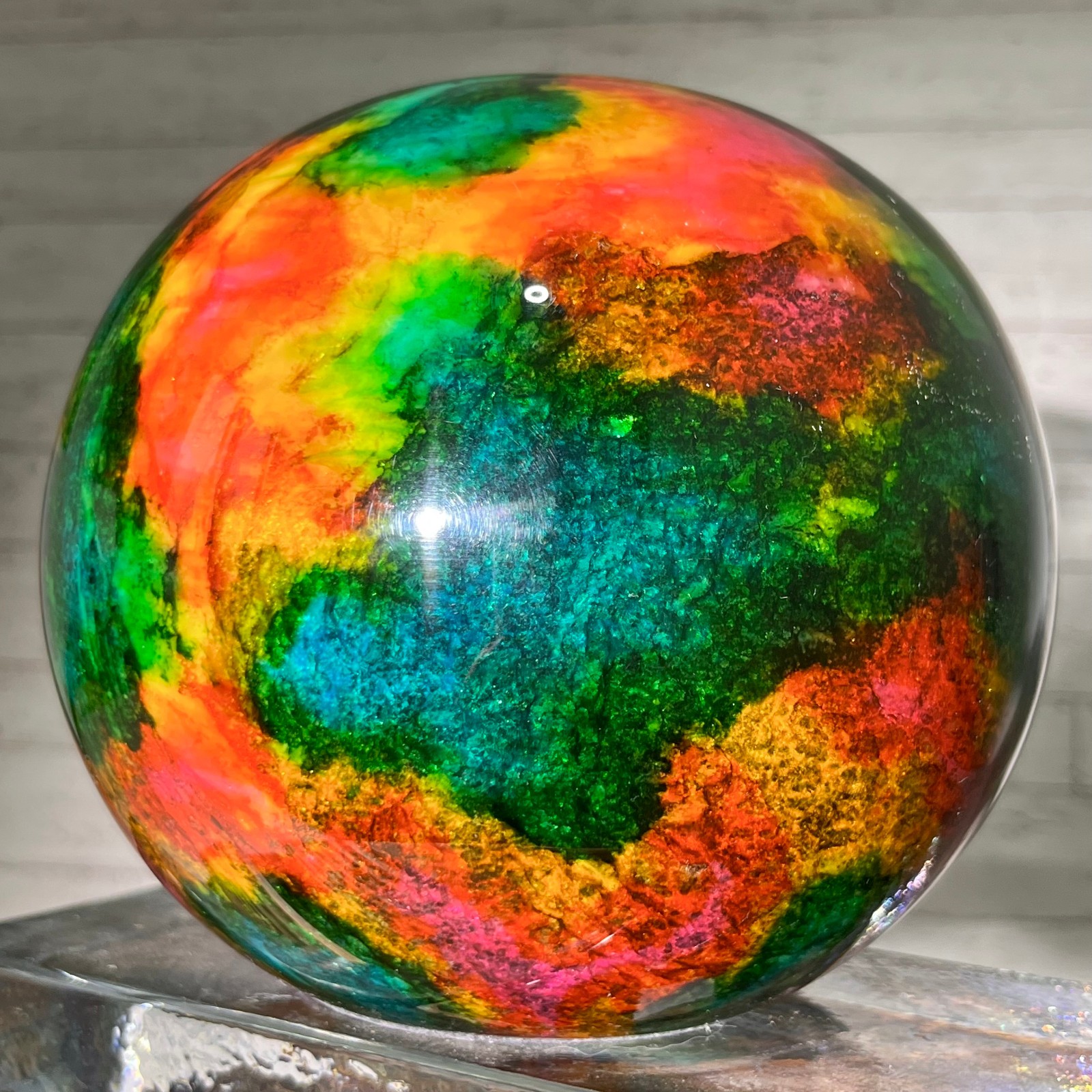 11.22 lb Natural Seven Color Jade Sphere – Taiwan Serpentine Crystal Ball 5.7in