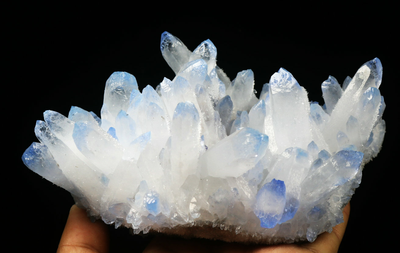 1.93lb Rare Beatiful Blue Tibetan Ghost phantom Quartz Crystal Cluster Specimen