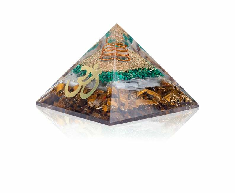 Triple Layered Healing Crystal Orgone Pyramid For Wealth, Good Luck & Prosperity