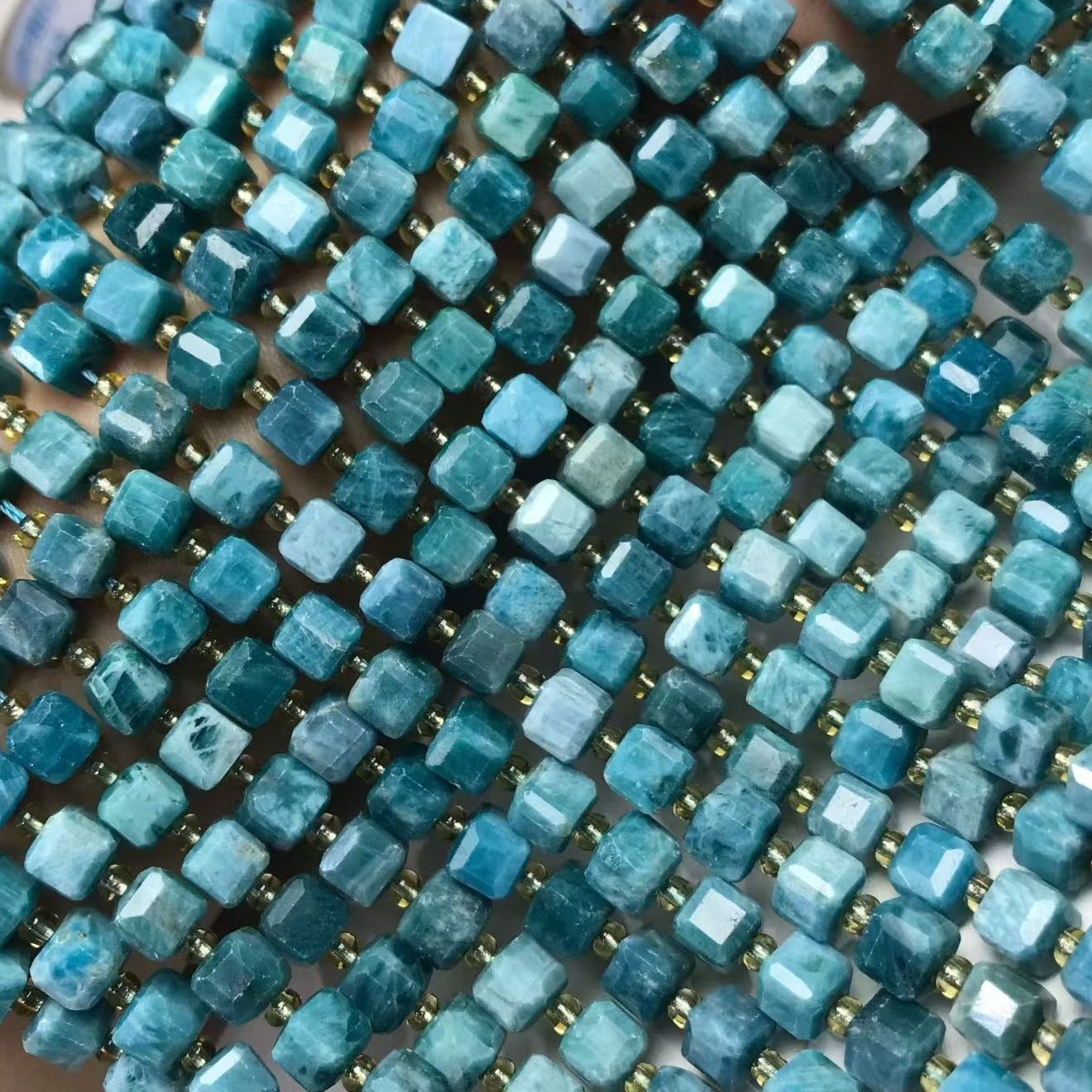 Natural Blue Apatite Beads for cube sugar DIY Bracelet Necklace Jewelry Making