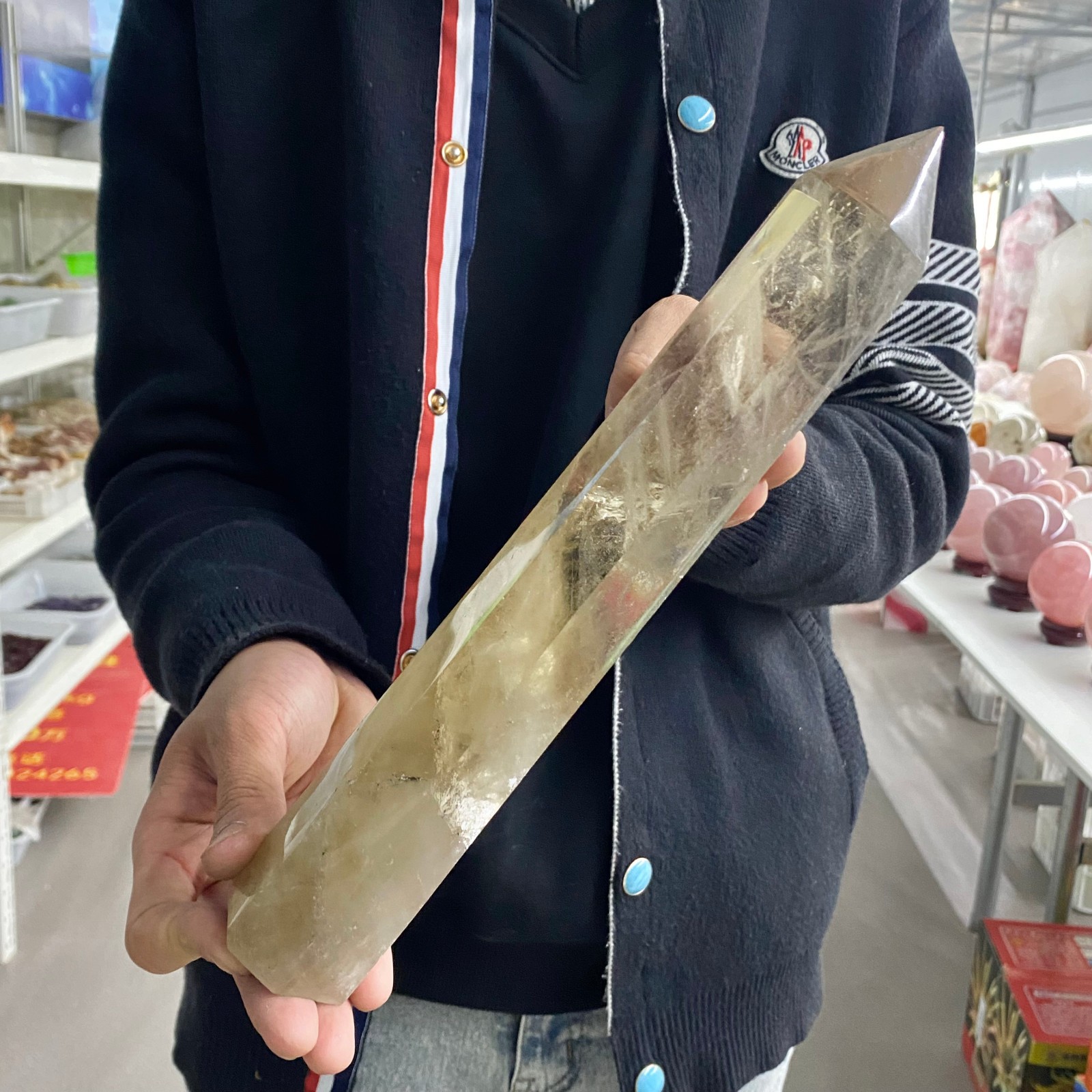 2.03LB Natural Clear Quartz Crystal Point Healing Wand Polished Rock Crystal Rei