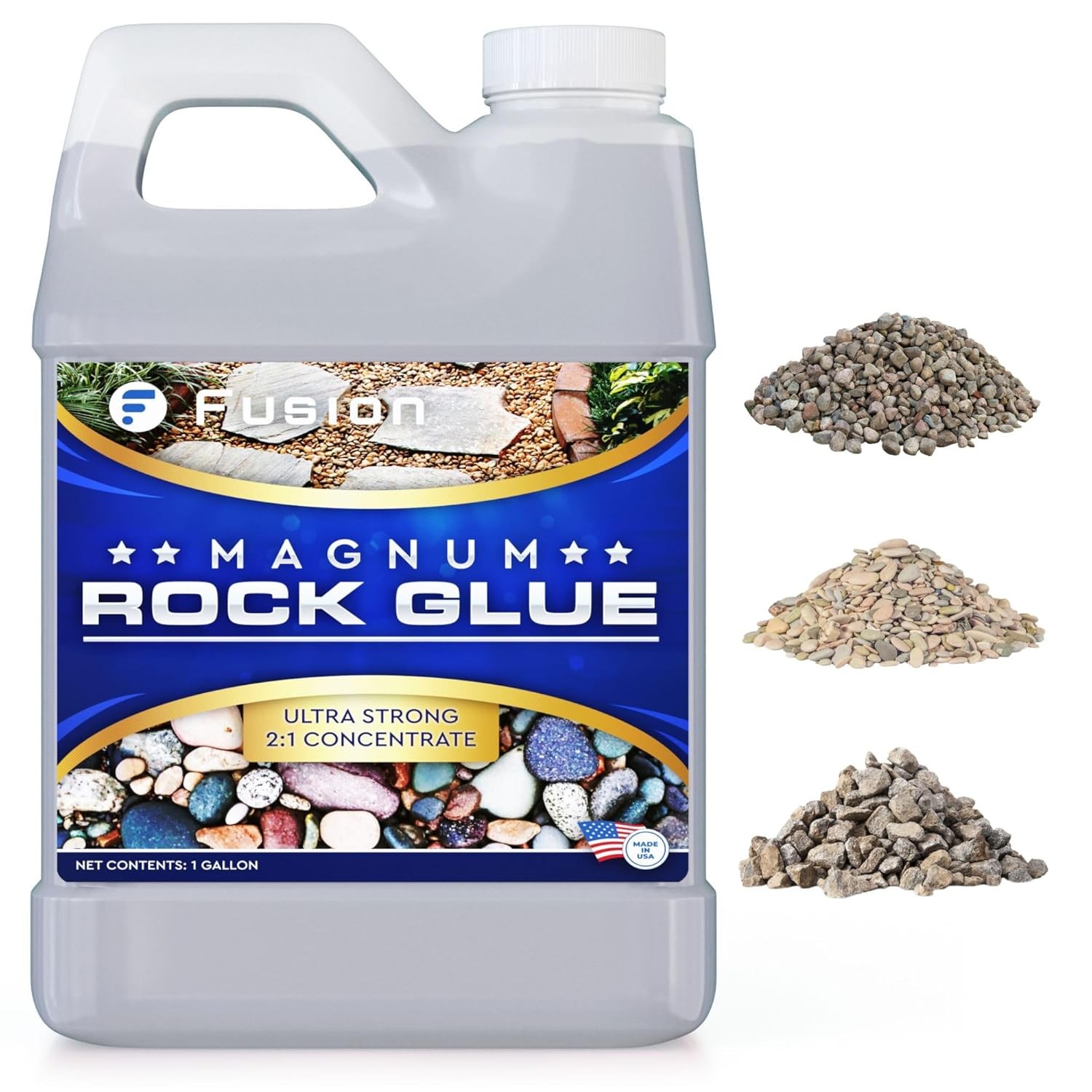 Magnum Rock Glue for Landscaping – 128oz, Adhesive Pea Gravel, White