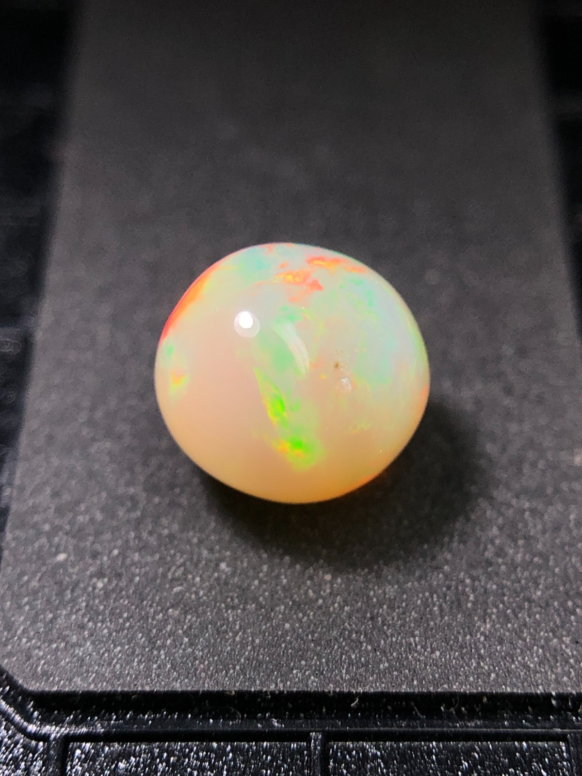 Natural White Ethiopian Opal Sphere, 7.50 MM Rainbow Fire Loose Opal Ball