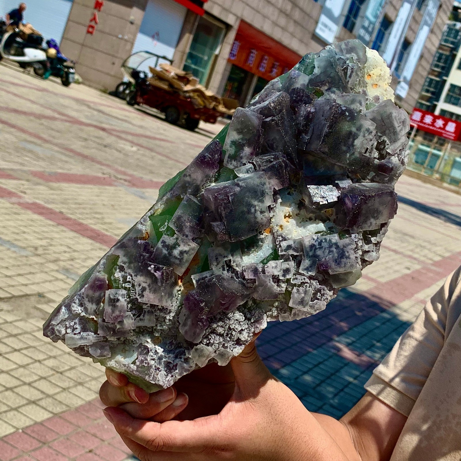 11.41LB Rare Purple Green cubic fluorite mineral crystal sample/Zhejiang, China