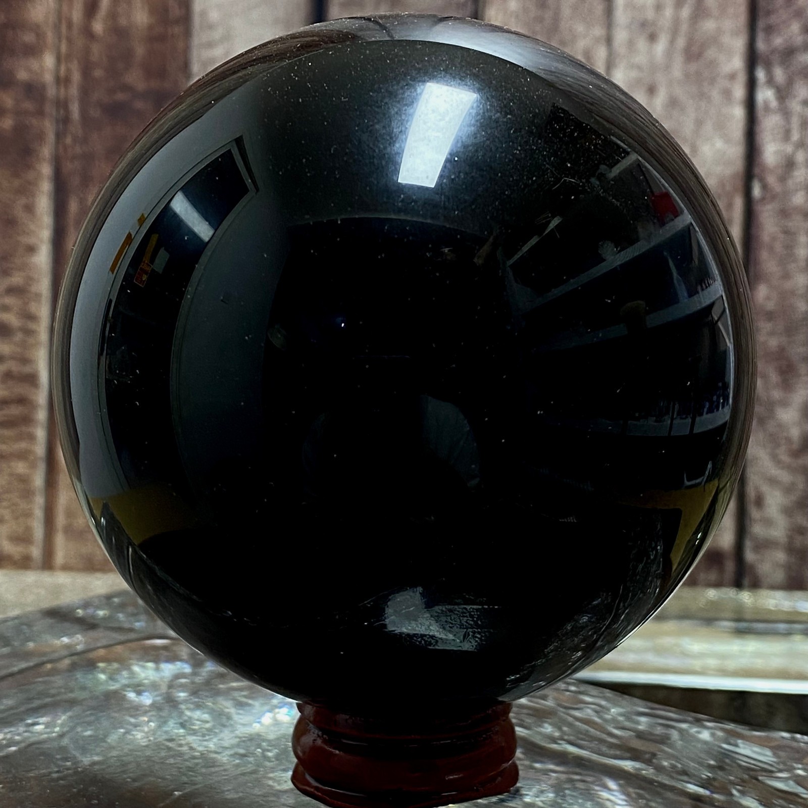 Natural Obsidian Crystal Ball – Polished Black Sphere for Home Decor 935 g