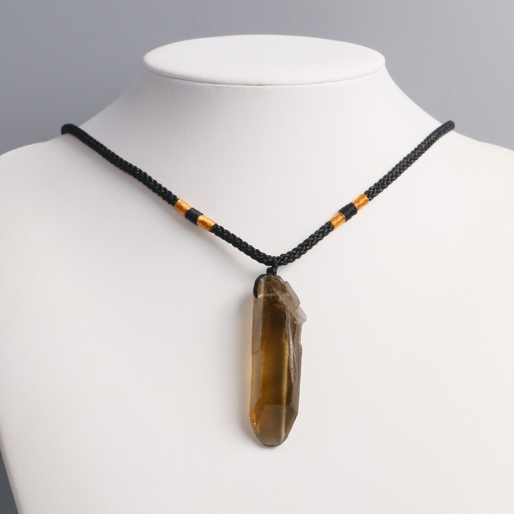 1PC Natural Irregular Smokey Quartz Necklace Crystal Pendant Stone Reiki Healing