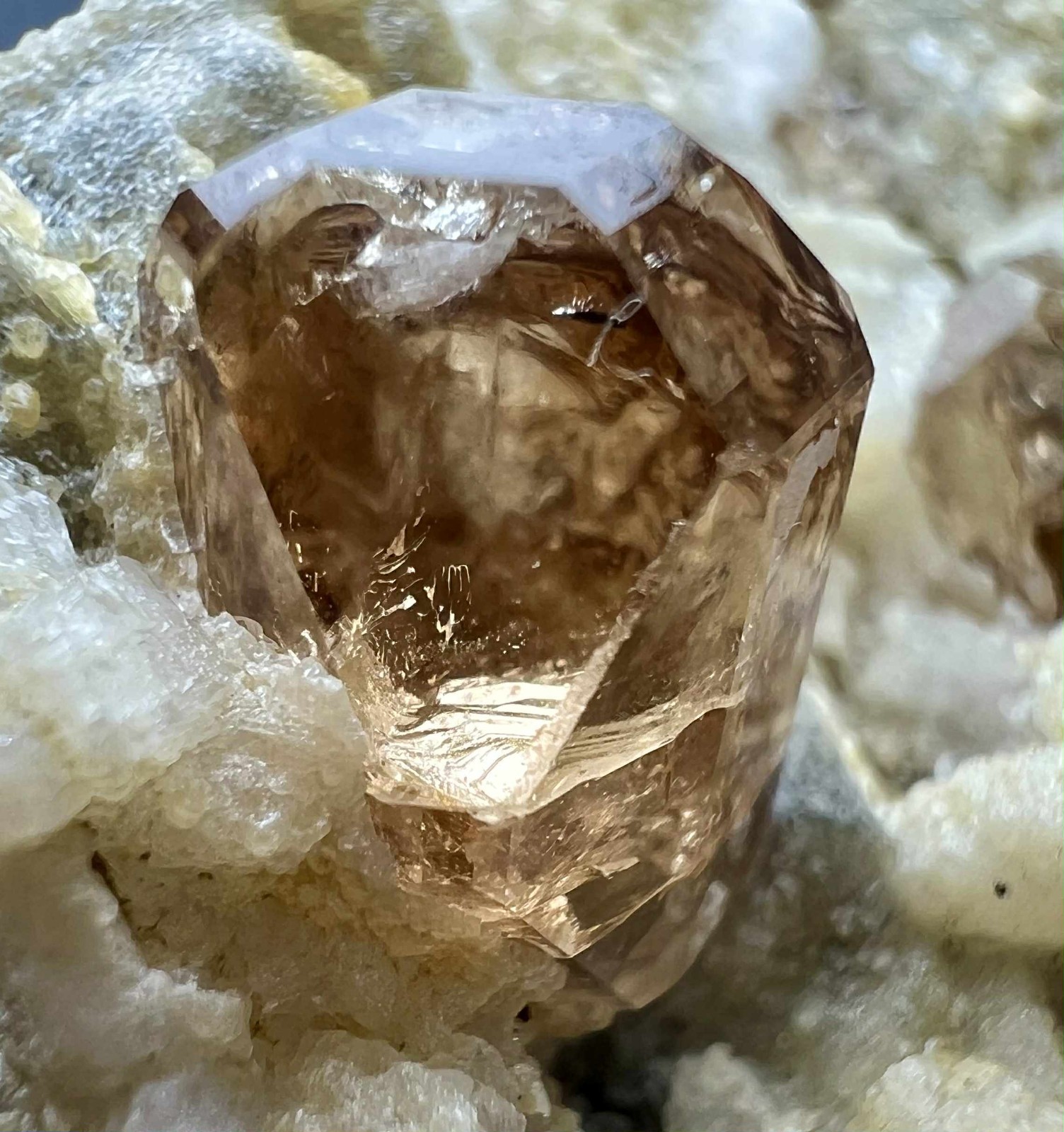 164 Gram Full Terminated Eye Clean Honey Topaz Huge Crystals On Feldspar @PAK