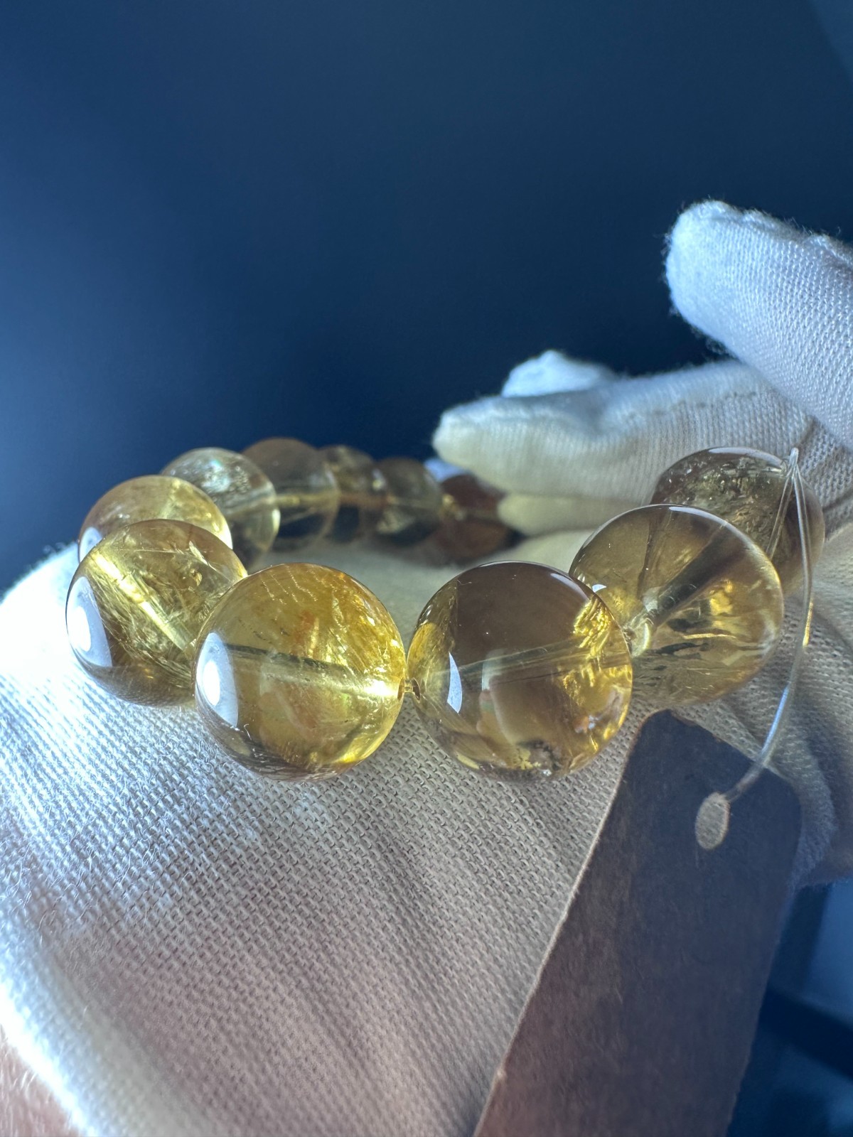 Premium Natural Citrine Quartz Bracelet 13.5mm Large Beads High Quality Genuine