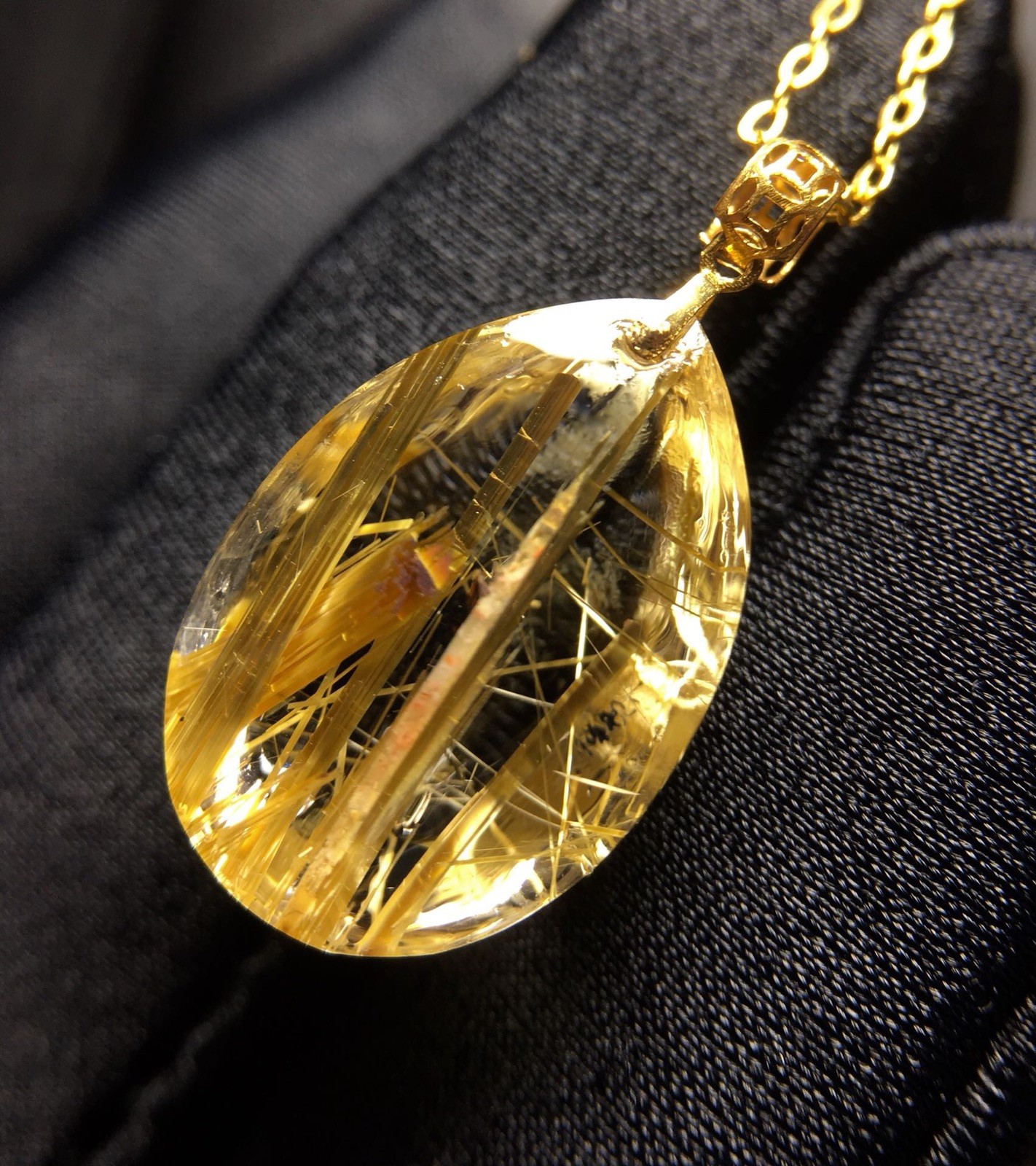 Natural Brazilian Titanium Crystal Water Drop Choker