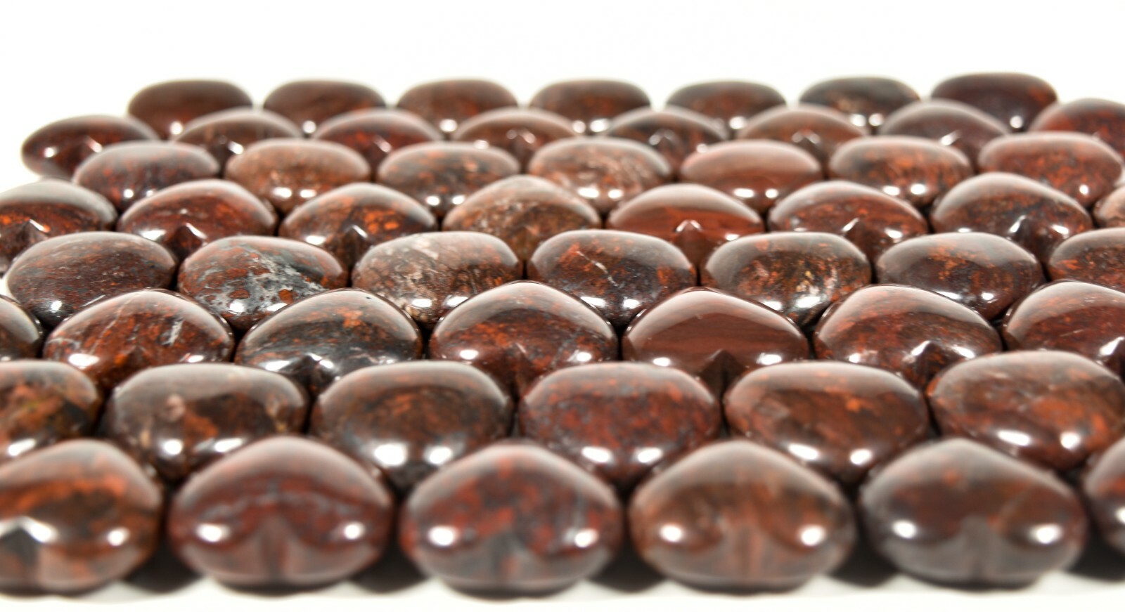 Pair 30mm Brecciated Deep Red Jasper w/ Quartz & Hematite Hearts – China (2PCs)