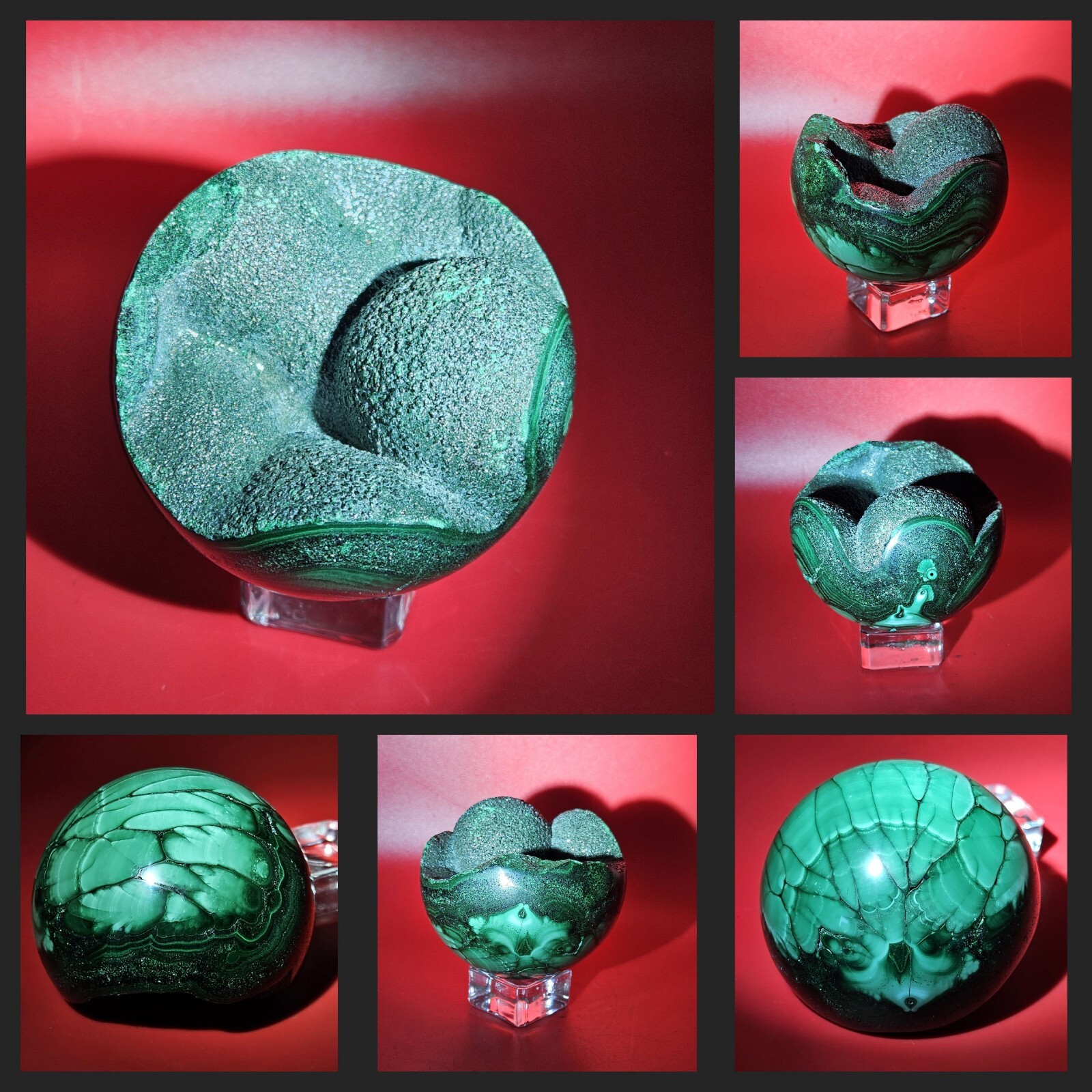 Glossy Natural Malachite Quartz Druzy Sphere Crystal Collection Healling 1+LB