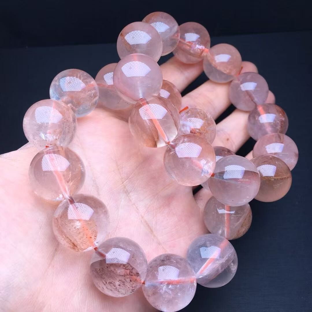 17mm Natural Fire Quartz Bead Bracelet Reiki Crystal Quartz Healing Decorate 1pc
