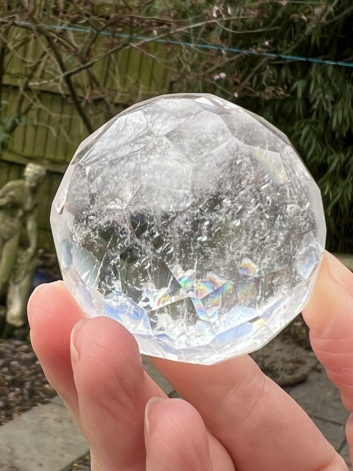 Clear Quartz Hand Faceted Large Crystal Ball AAA+ 43mm Diameter Freestanding 24