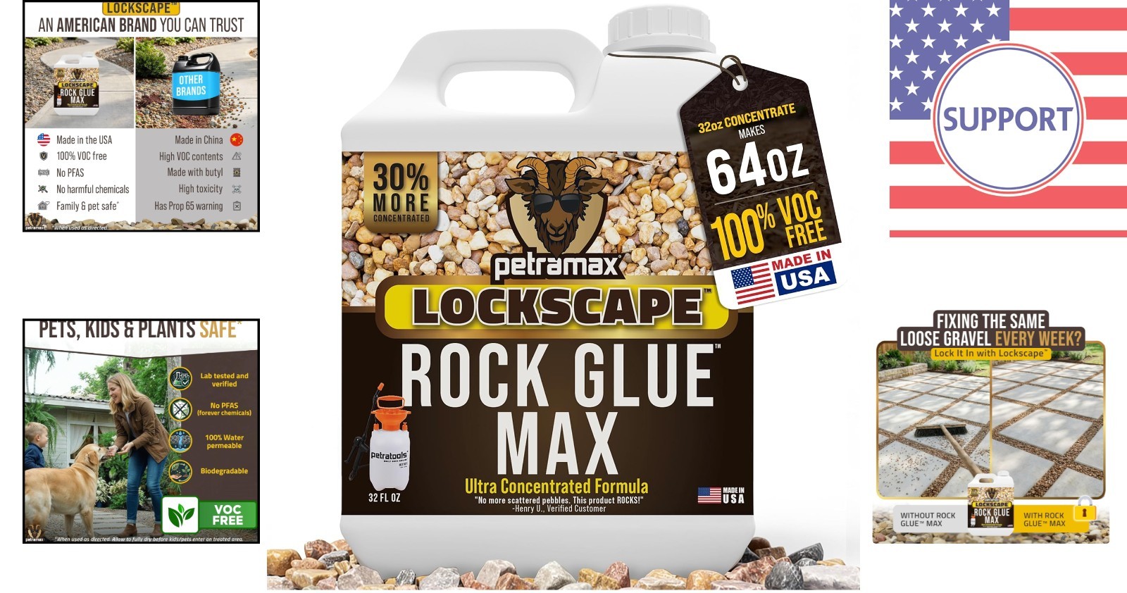 32 oz Non-Toxic Rock Glue – Erosion Resistant Gravel Binder for Landscapes