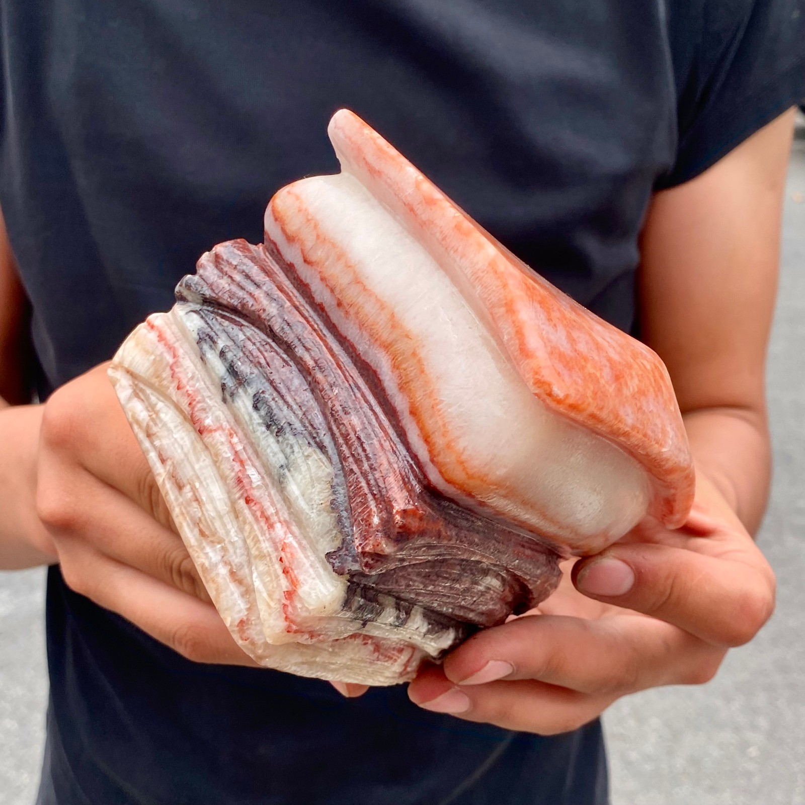 4.2LBNatural Pork Belly Stone Meat Shape Calcite Feng Shui Home Display Ornament