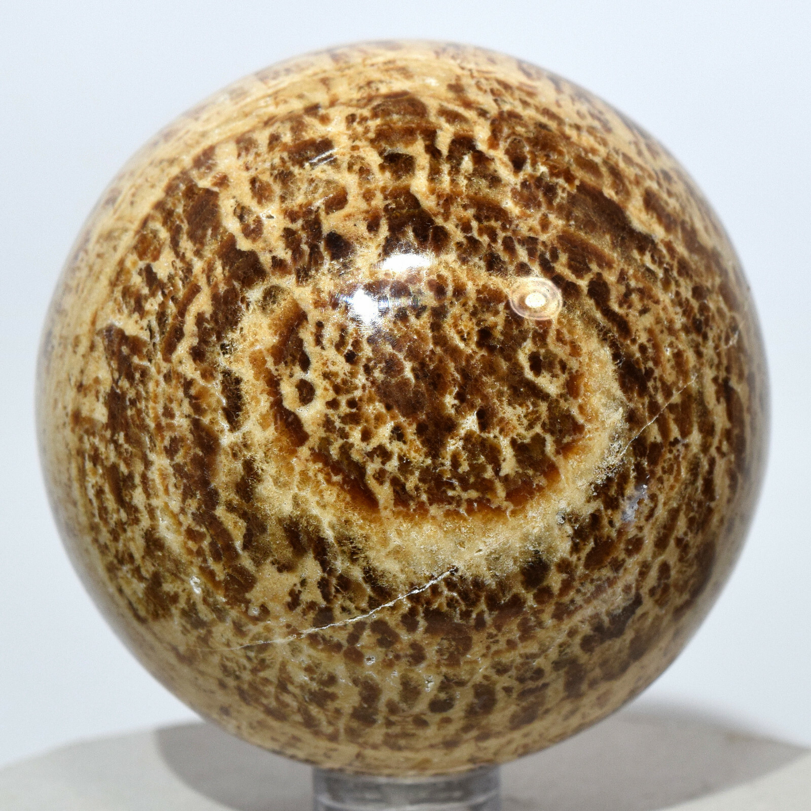 61mm Peruvian Brown Aragonite Sphere Sparkling Natural Banded Crystal Stone Ball