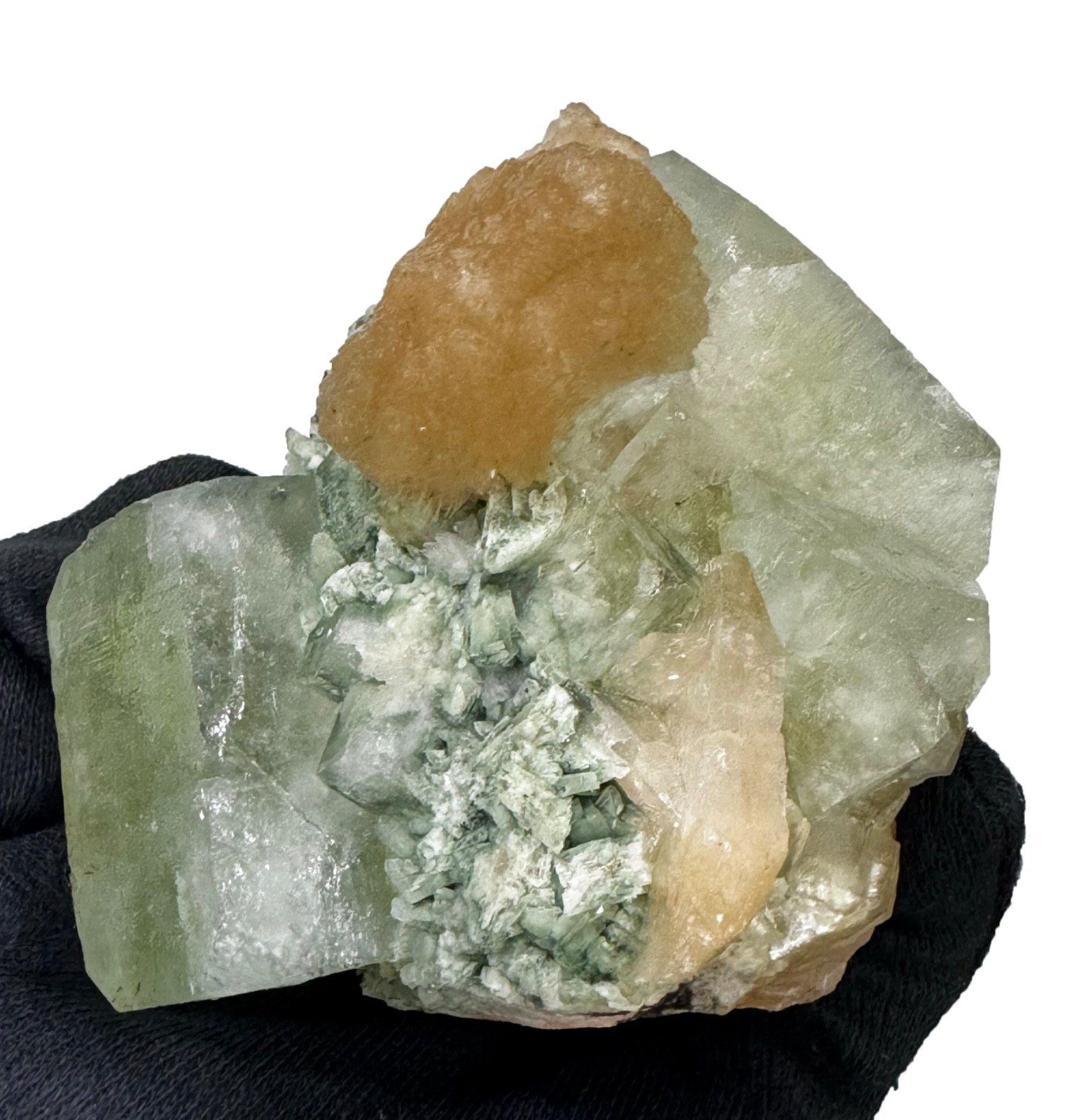 Beautiful Green Apophyllite With Stilbite Rocks Crystals And Mineral Specimens