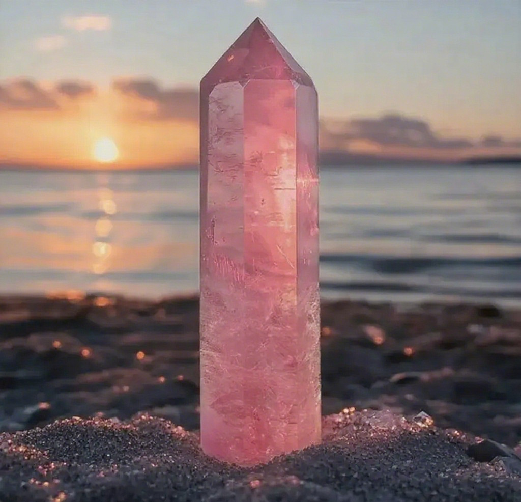 Natural Rose Quartz Tower Point Healing Energy Crystal Obelisk Wand Gifts