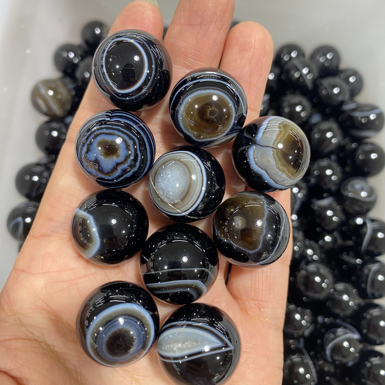 Top！5pcs sardonyx Quartz Sphere Crystal Ball Reiki Healing 20mm