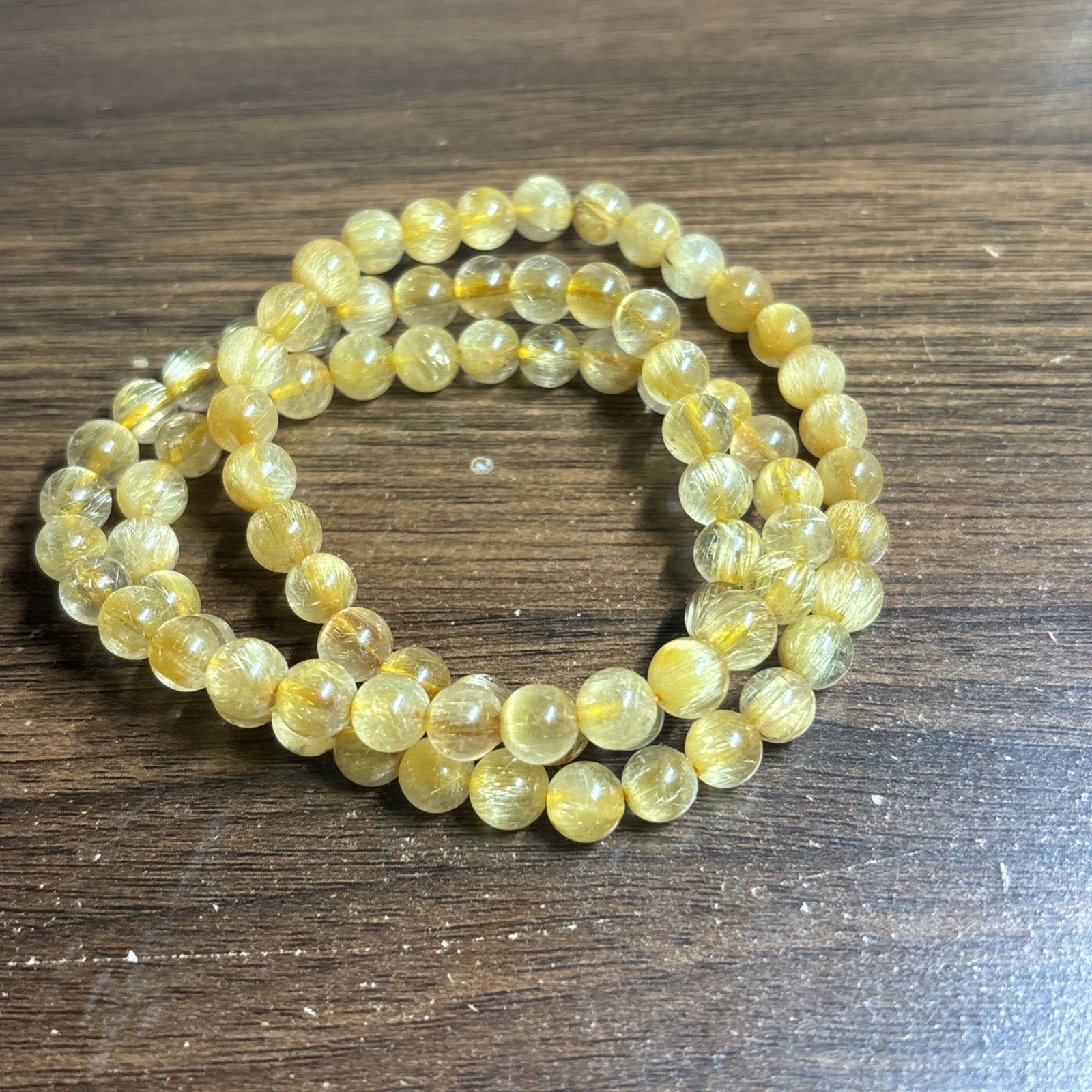 Genuine Natural Gold Rutilated Woman Bracelet Necklace 5mm Wide 25cm Length