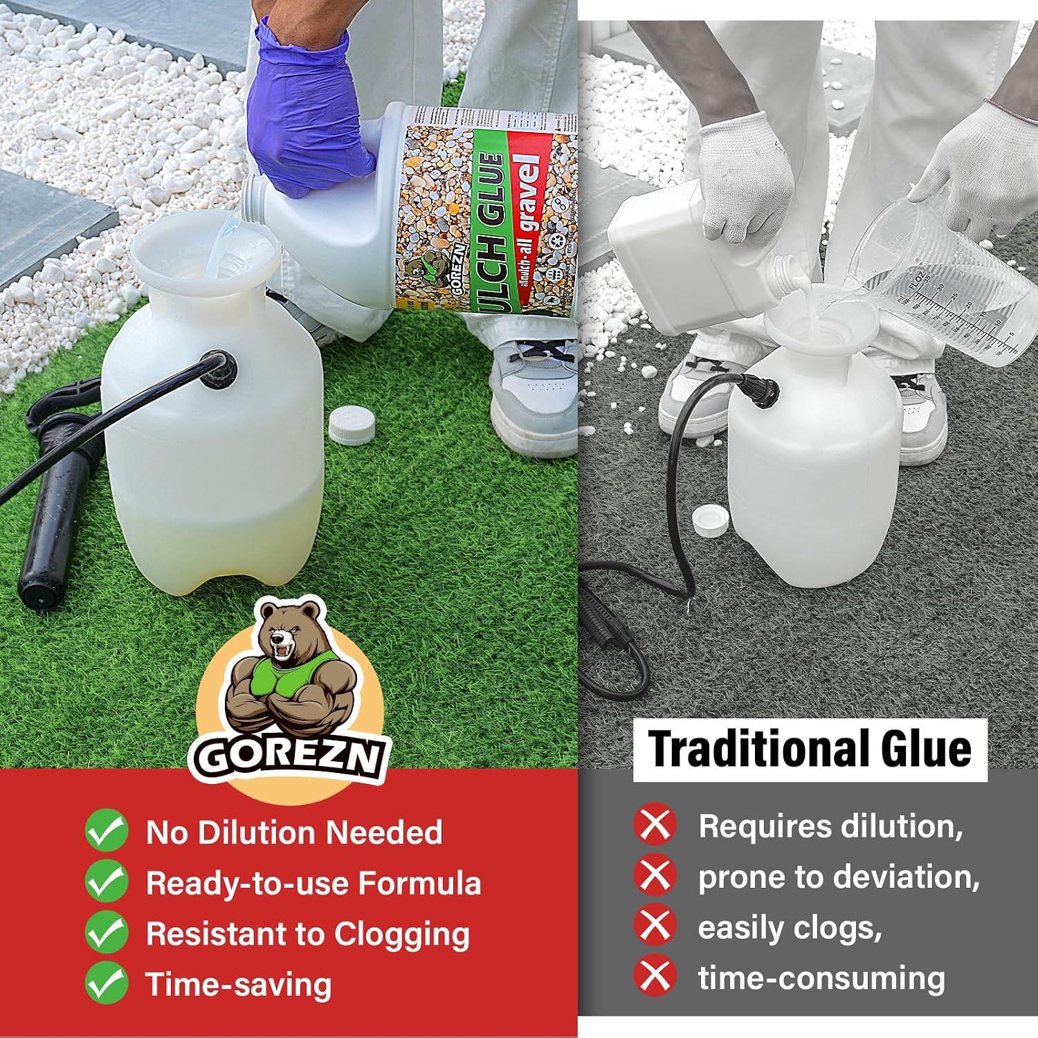 Mulch Glue for Landscaping, 1 Gallon Rock Glue for Pea Gravel, Pebbles, Wood and