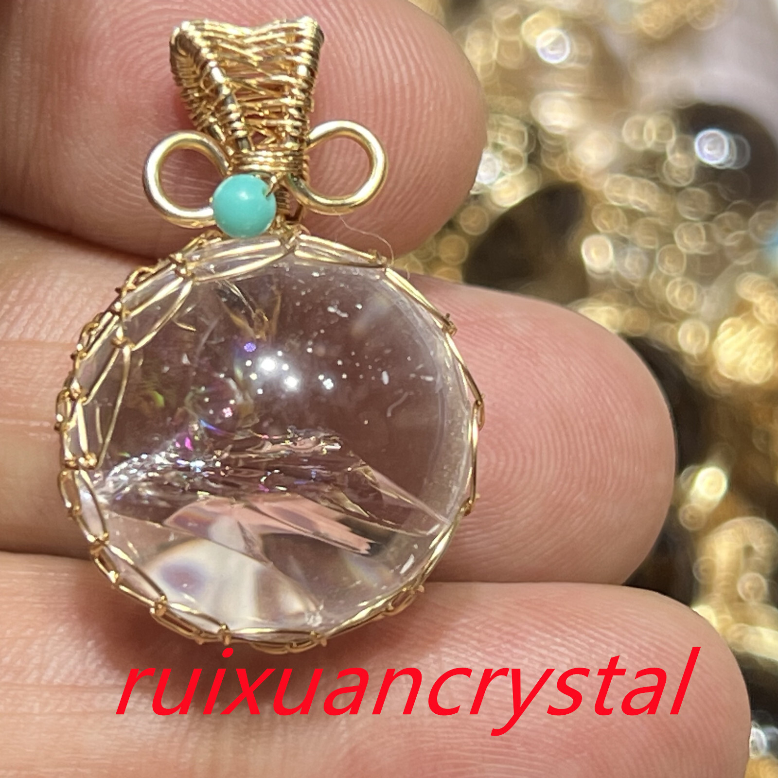 1PC Natural clear crystal Quartz sphere Rainbow Crystal Ball pendant Healing