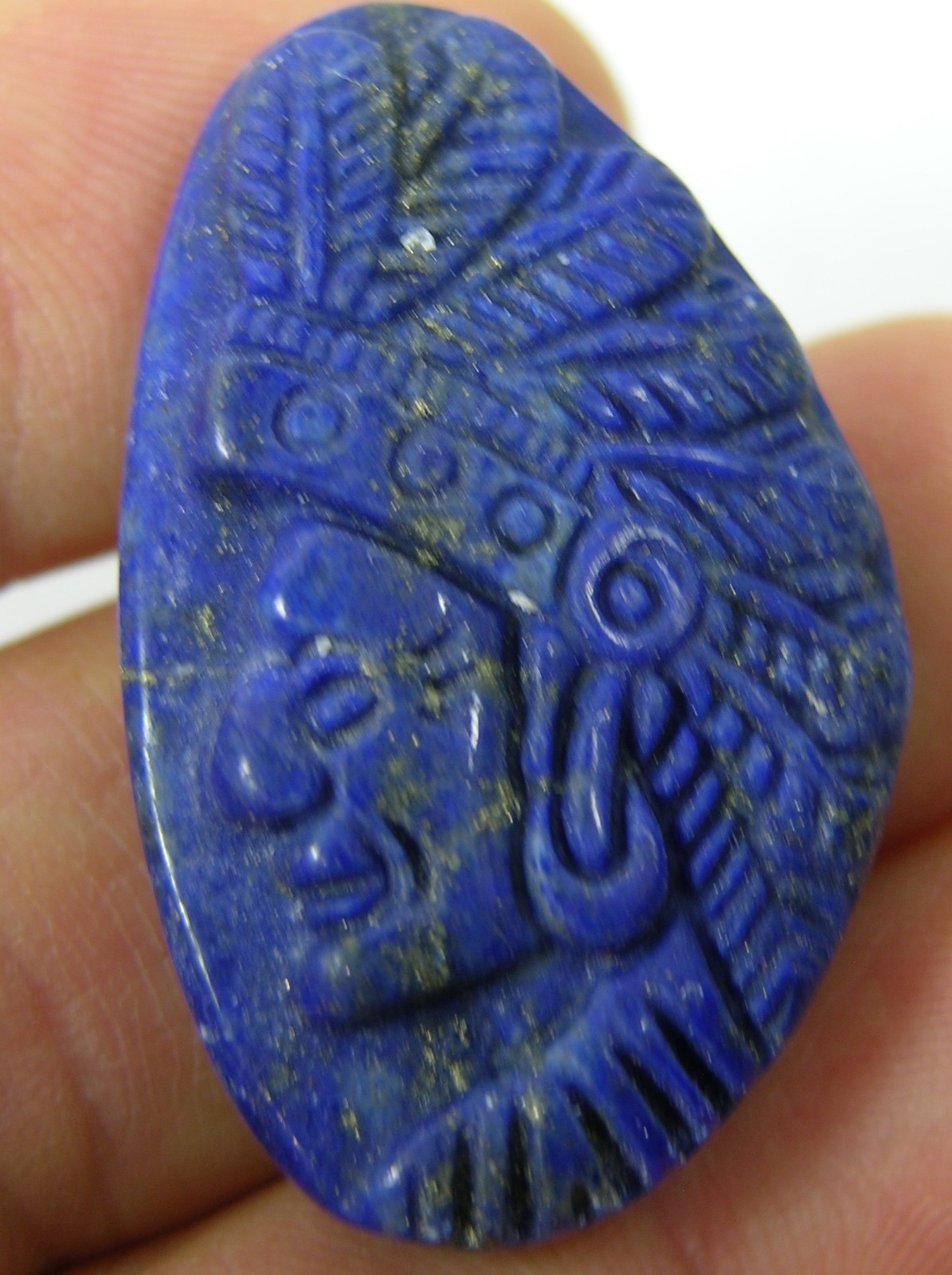 #5 Afghanistan 67.50ct Natural Lapis Lazuli Indian Head Carving 13.50g 37.00mm