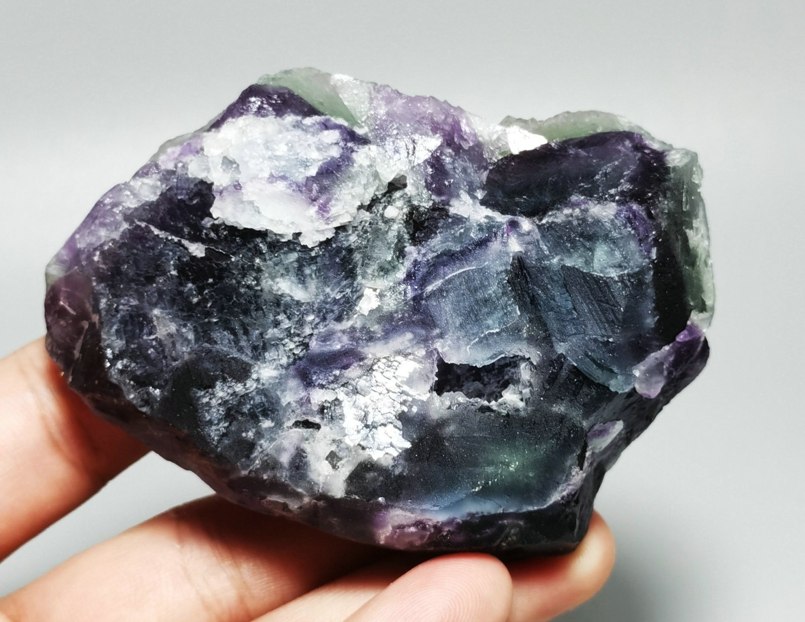 Rare Natural Purple Green Octagonal Fluorite Mineral Specimen China