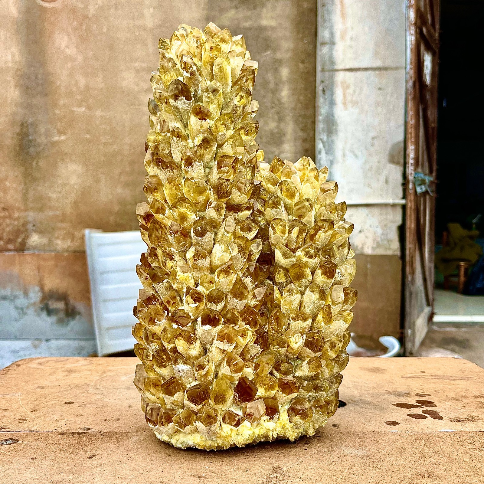 18.88LB Yellow Ghost Phantom Crystal Cluster Flower Raw Crystal Heal Quartz Deco