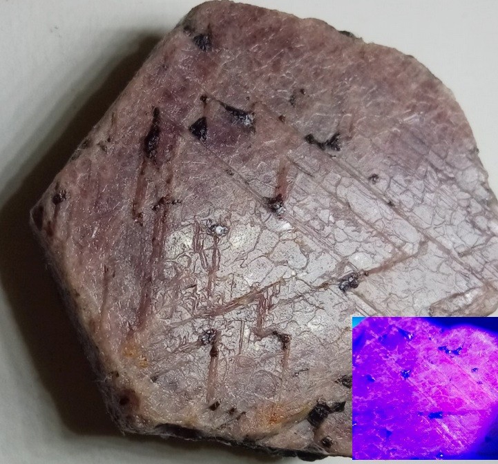 Ruby Corundum Record Keeper Triangles Biotite Mica with UV Reactive Fluorescent