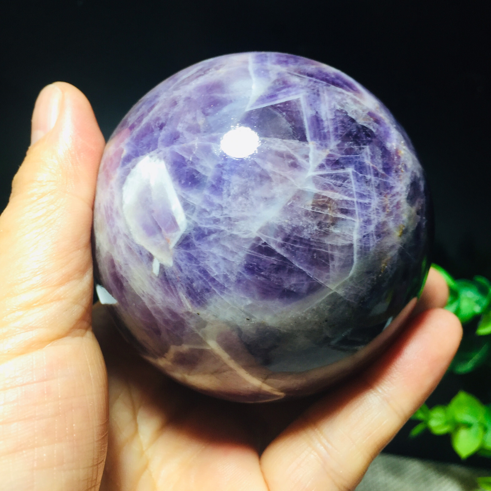 556g 73mm Natural Dreamy Amethyst ball quartz crystal sphere healing 214