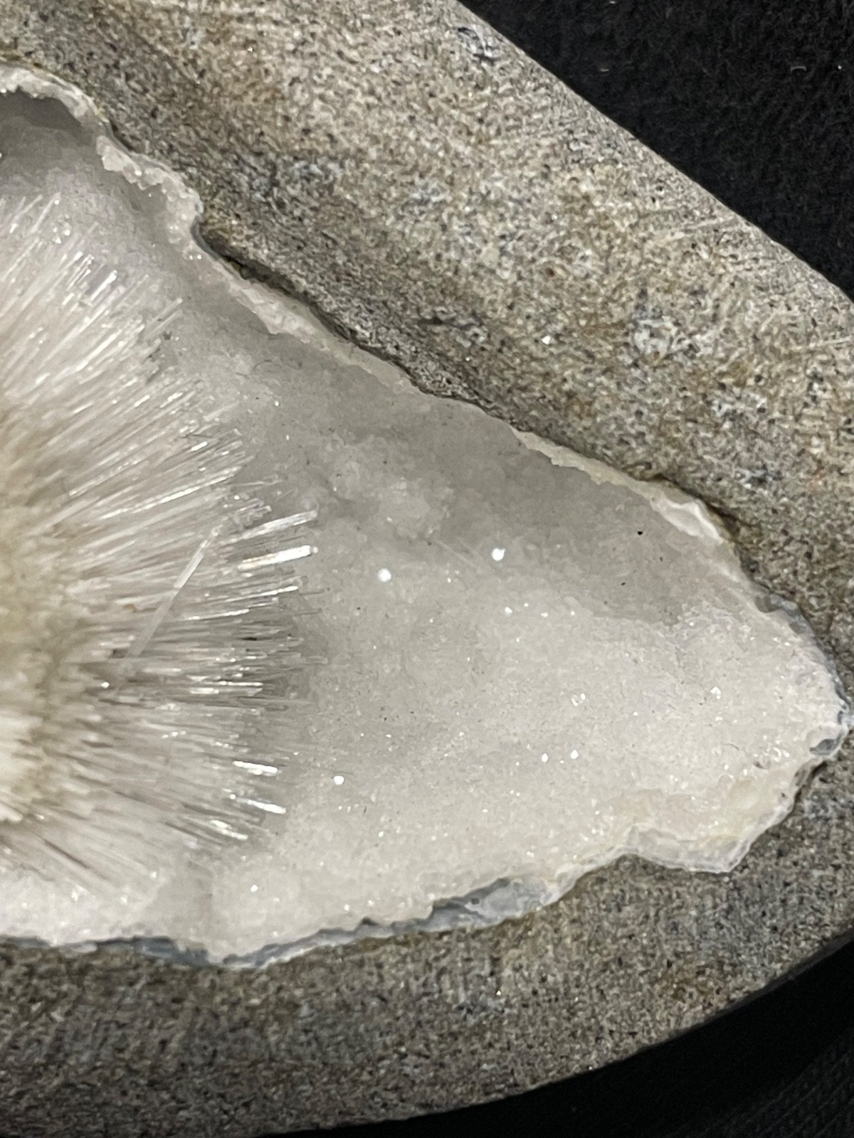 Stunning scolecite geode in awesome spray in natural formation specimen