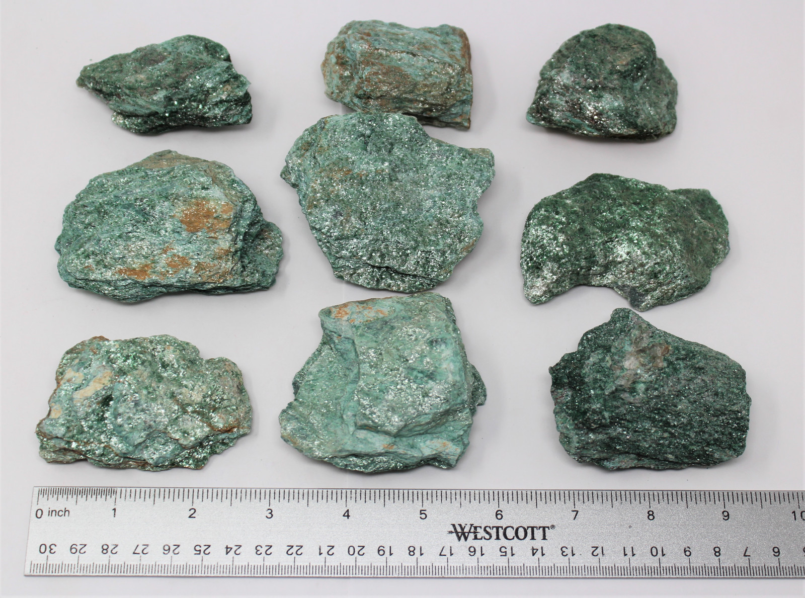 Fuchsite Natural Rough Stone Gift Box: 10 – 16 Pieces (Raw Fuchsite Crystals)