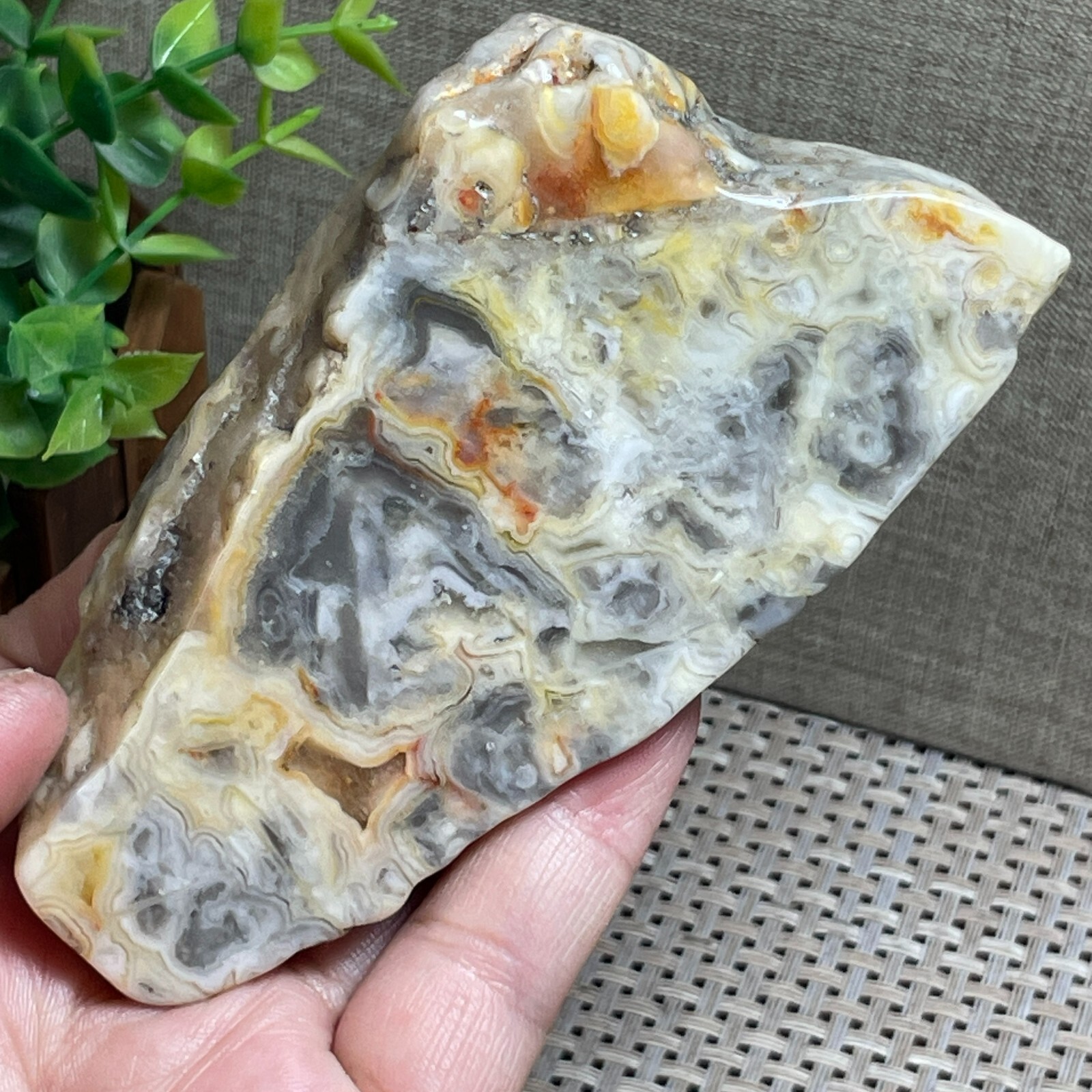 Mexican Crazy Lace Slab, Rough, Agate, Cabbing Lapidary Specimen stone 205g A100