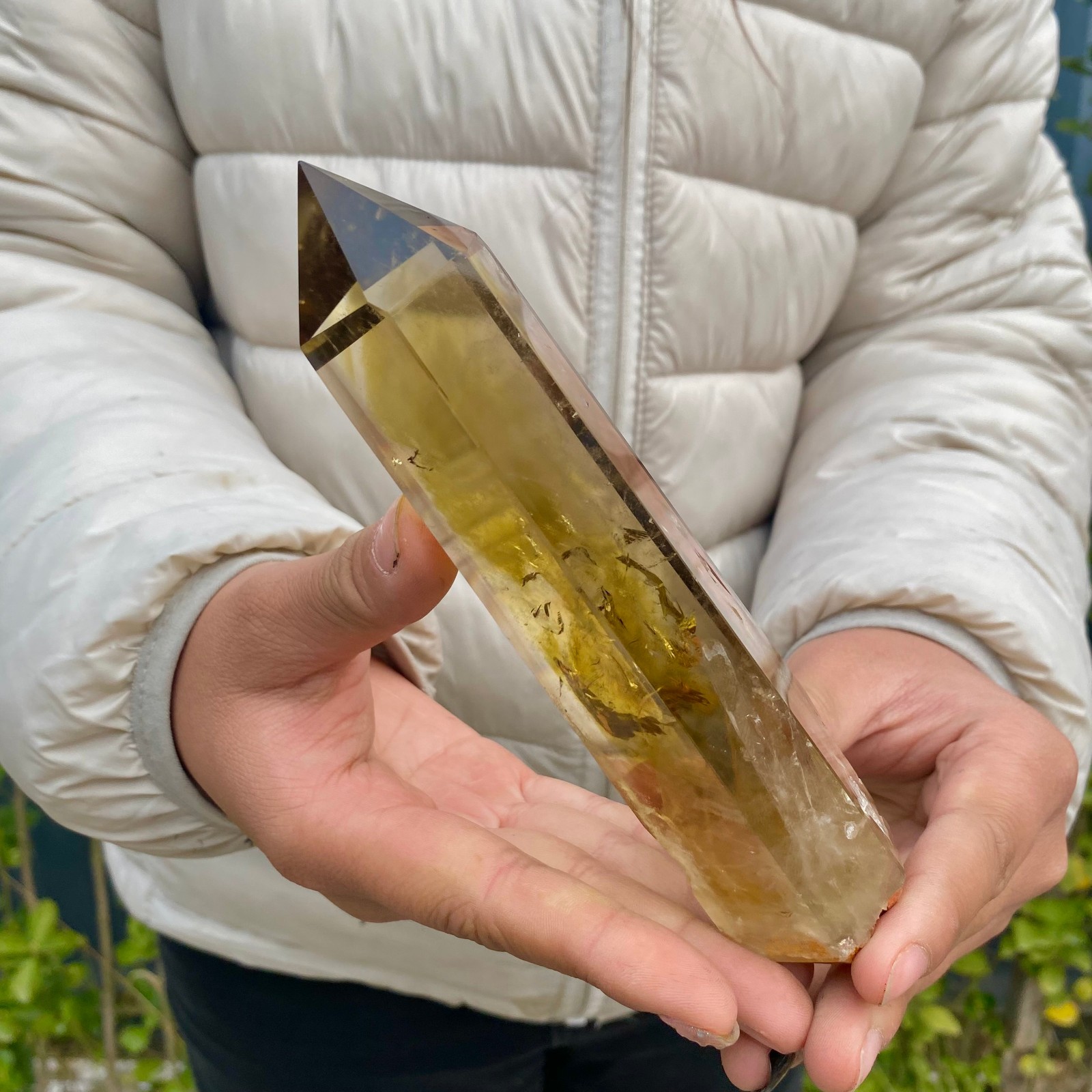 358G Natural Citrine Crystal Obelisk Tower Wand Point Reiki healing