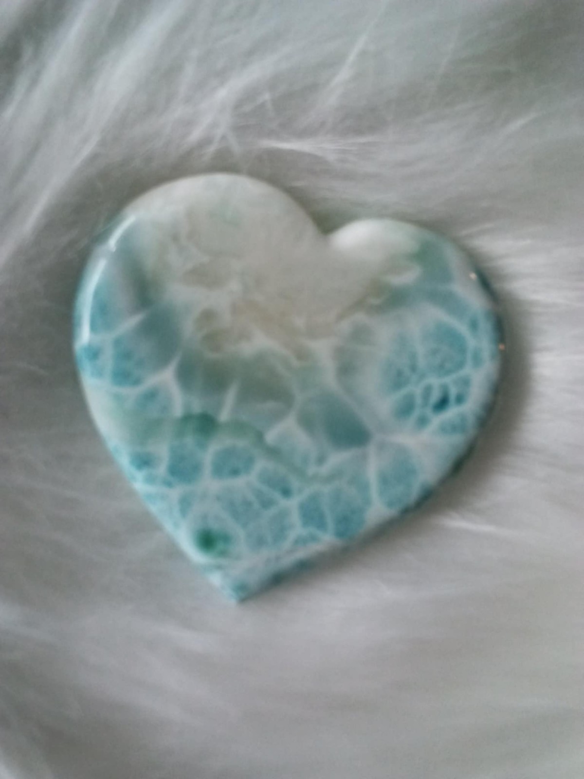 LARGE DOMINICAN REPUBLIC LARIMAR HEART PALMSTONE 65 mm x 66 pt 7 mm x 12 mm