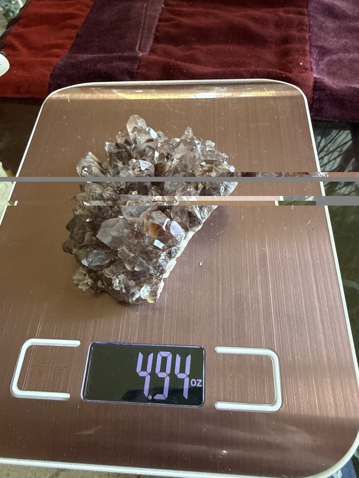 Red Hematite Phantom Quartz Crystal Cluster – Sunset Phantom Quartz