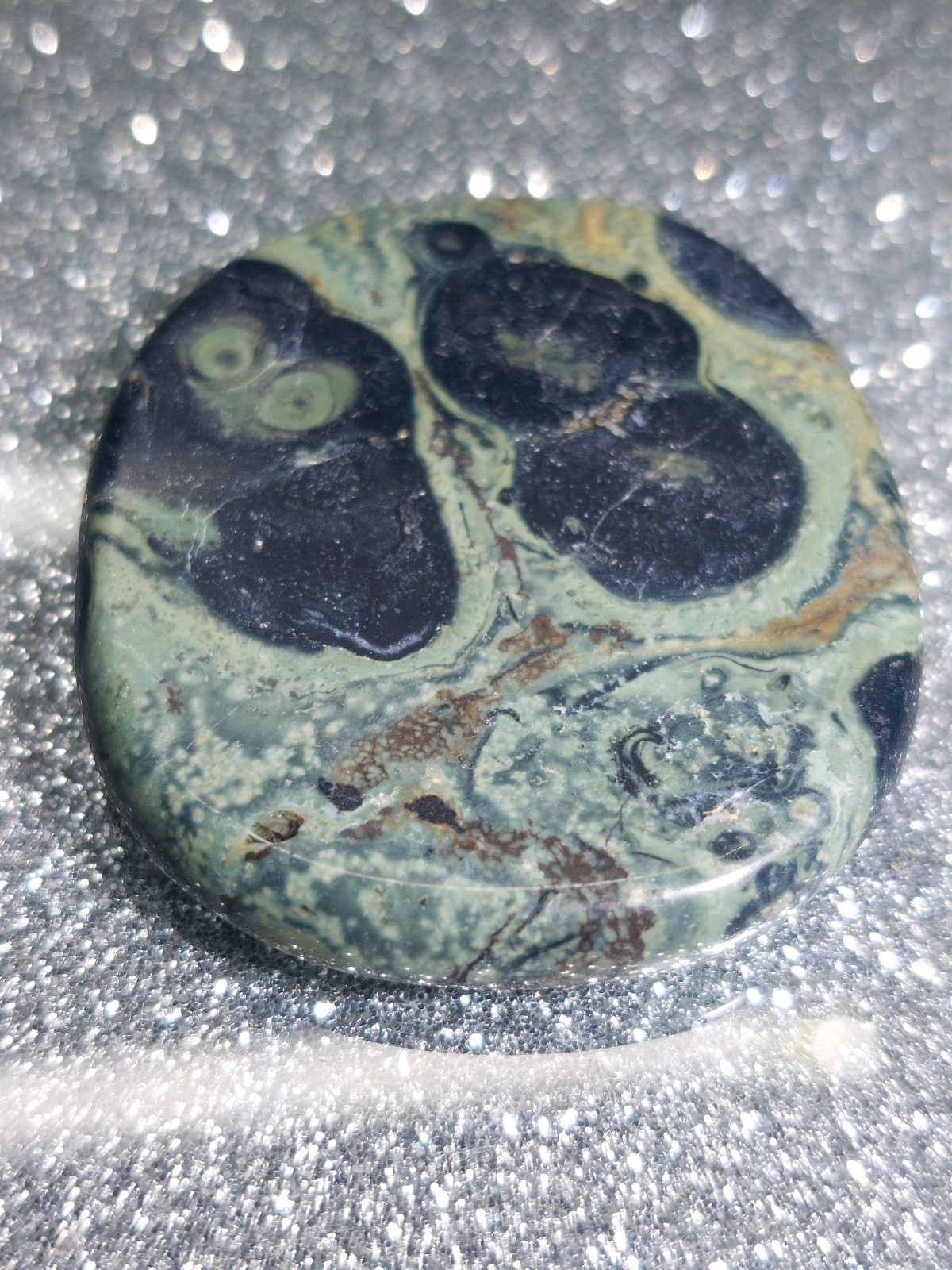 Kambaba Jasper Crystal Polished Slice Palm Stone Healing Energy 18.6g 3.5cm