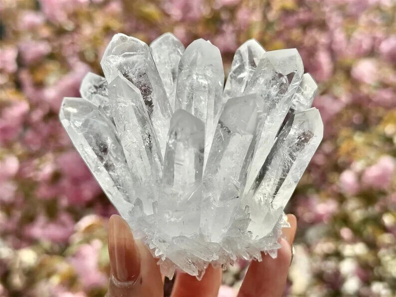 2025Rare 200-2000G Clear Crystal Geode Cluster Raw Crystal Cluster Reiki Decor
