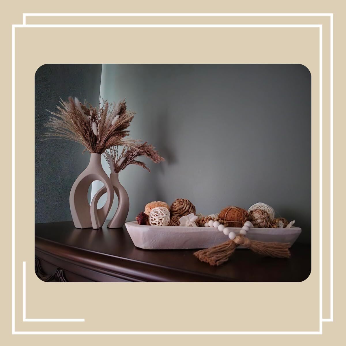 Qingbei Rina Wicker Rattan Balls Decorative, Brown Decorative for